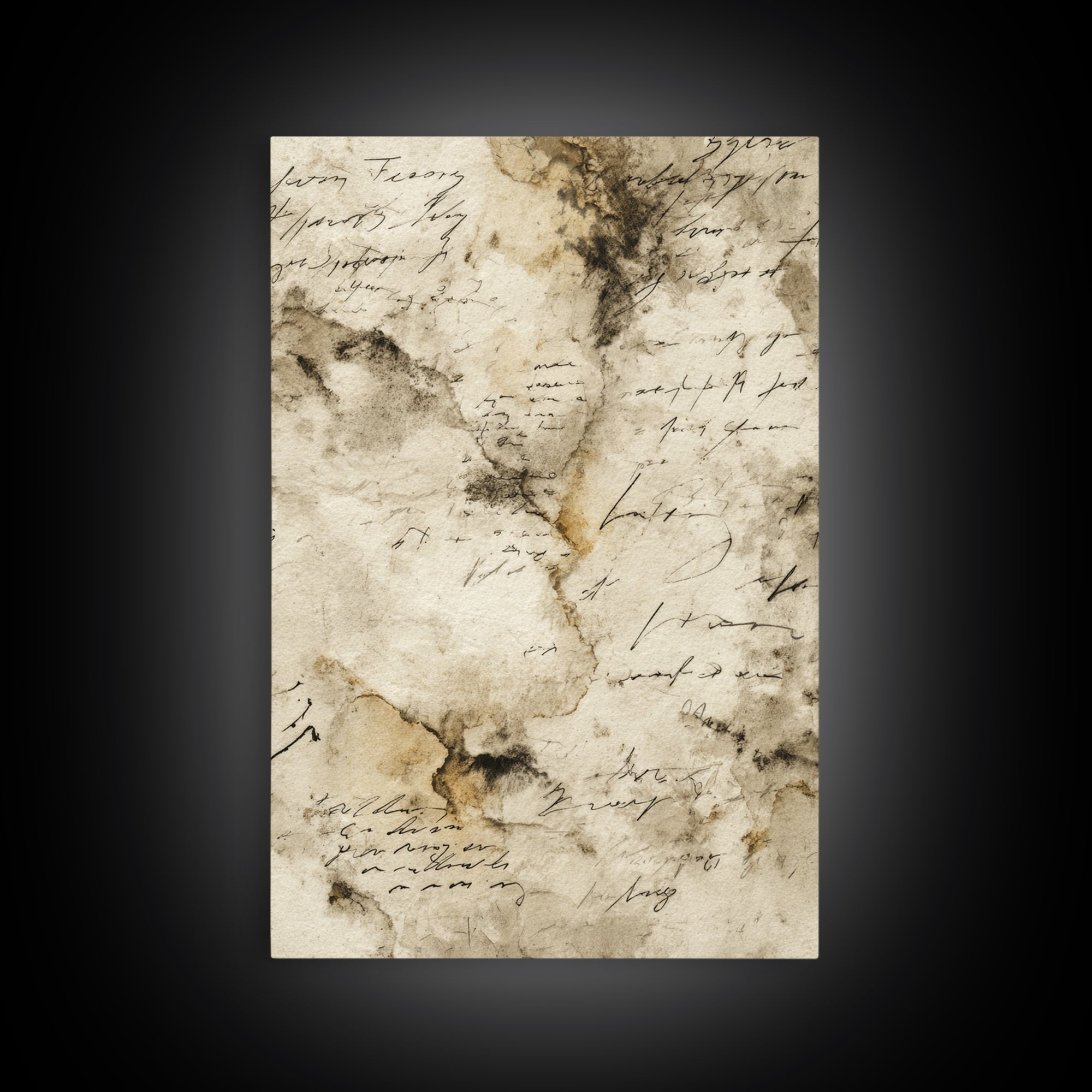 Romantic Handwritten Marks Without Readable Words Canvas Print, Calligraphy Art, Living Room Wall Art, Living Room Decor, CAL-2x3-95