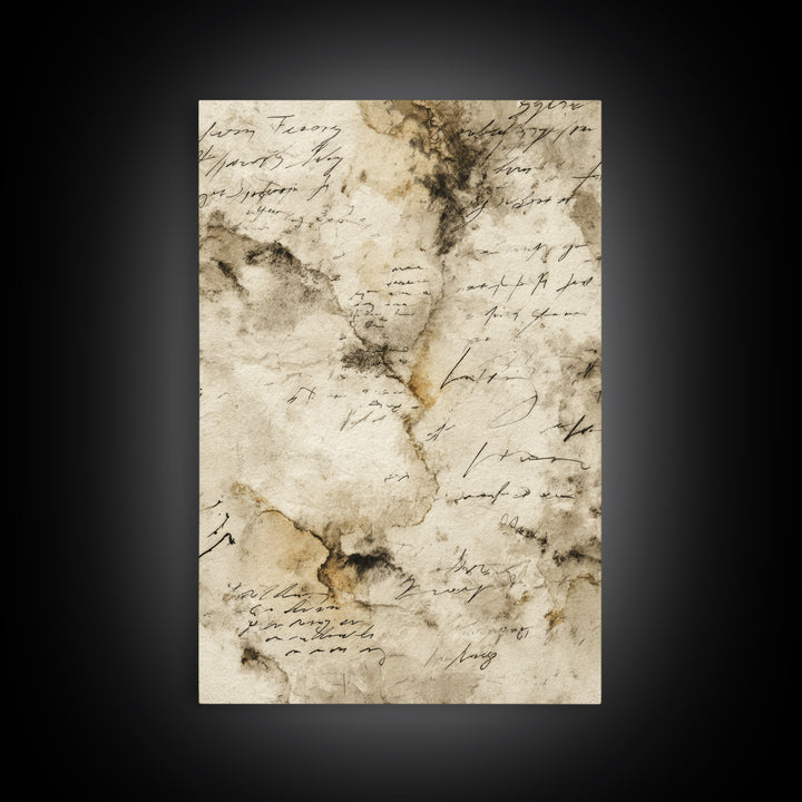 Romantic Handwritten Marks Without Readable Words Canvas Print, Calligraphy Art, Living Room Wall Art, Living Room Decor, CAL-2x3-95