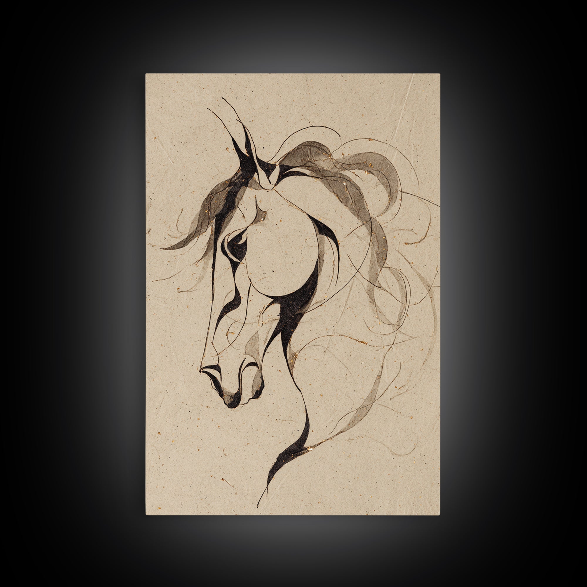 Calligraphic Horse Silhouette Made from One Line Canvas Print, Calligraphy Art, Printable Art, Living Room Decor, Script, CAL-2x3-97