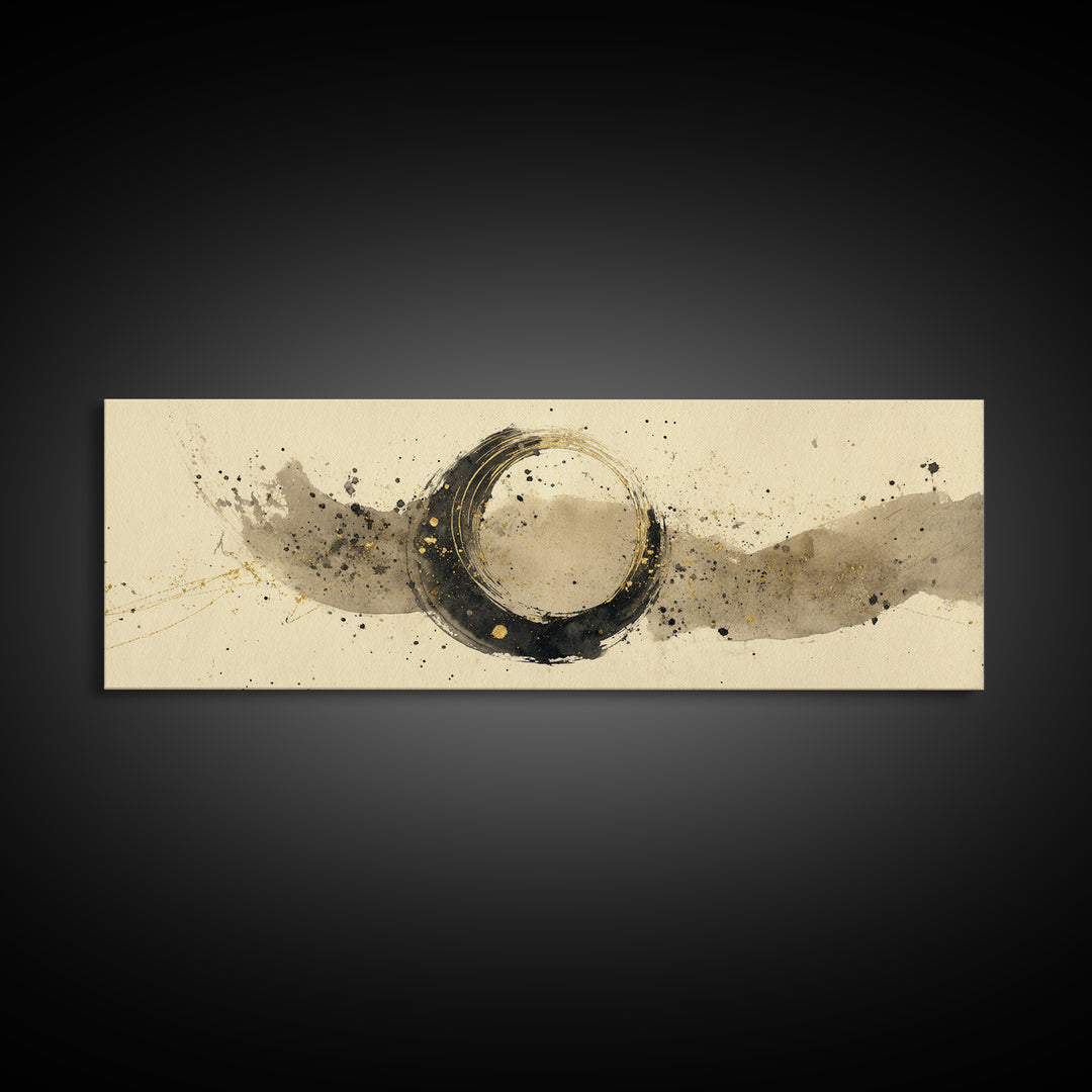 Crescent Moon Made from Elegant Ink Swashes Canvas Print, Calligraphy Art, Digital Print, Living Room Decor, Fine Art, Script, CAL-3x1-13