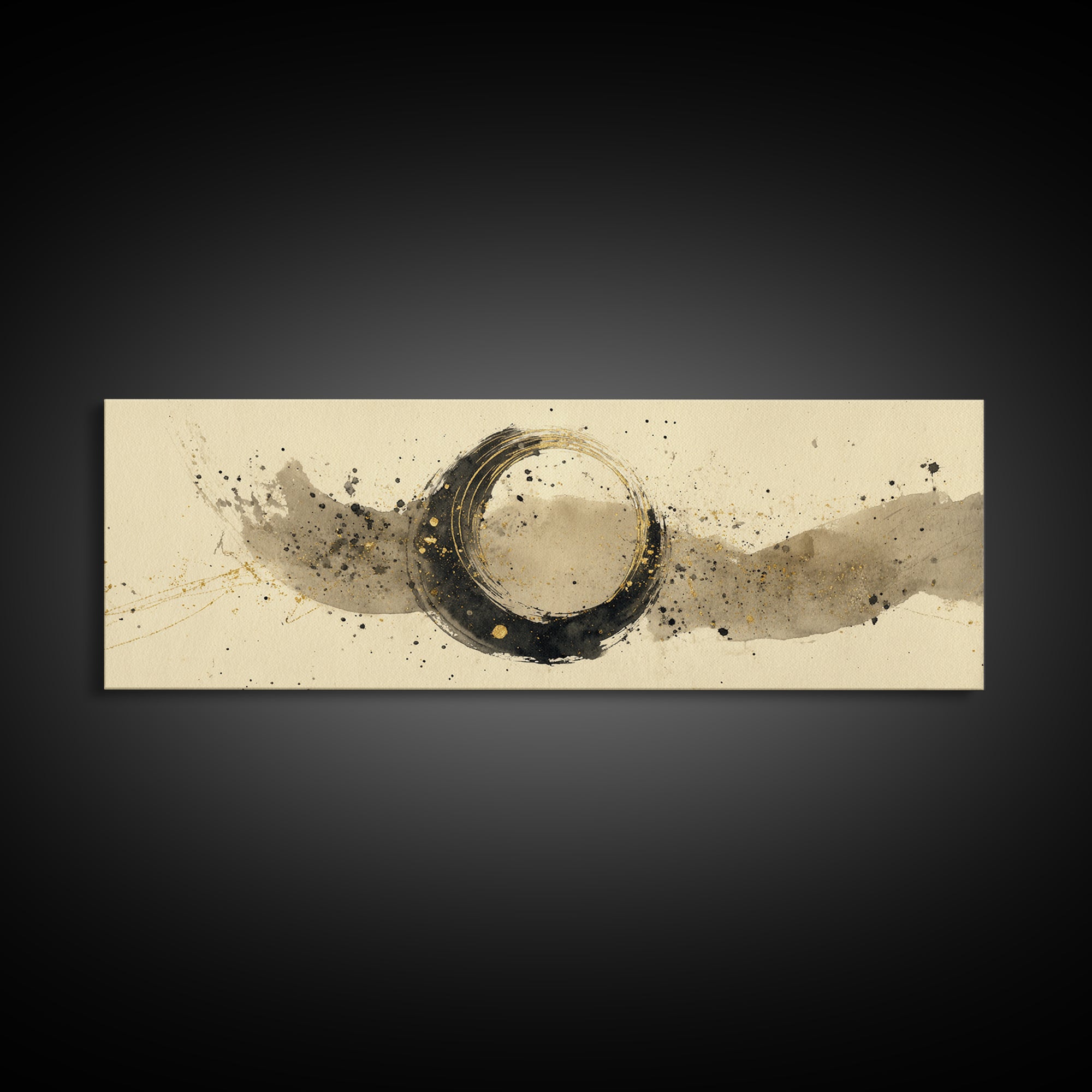 Crescent Moon Made from Elegant Ink Swashes Canvas Print, Calligraphy Art, Digital Print, Living Room Decor, Fine Art, Script, CAL-3x1-13