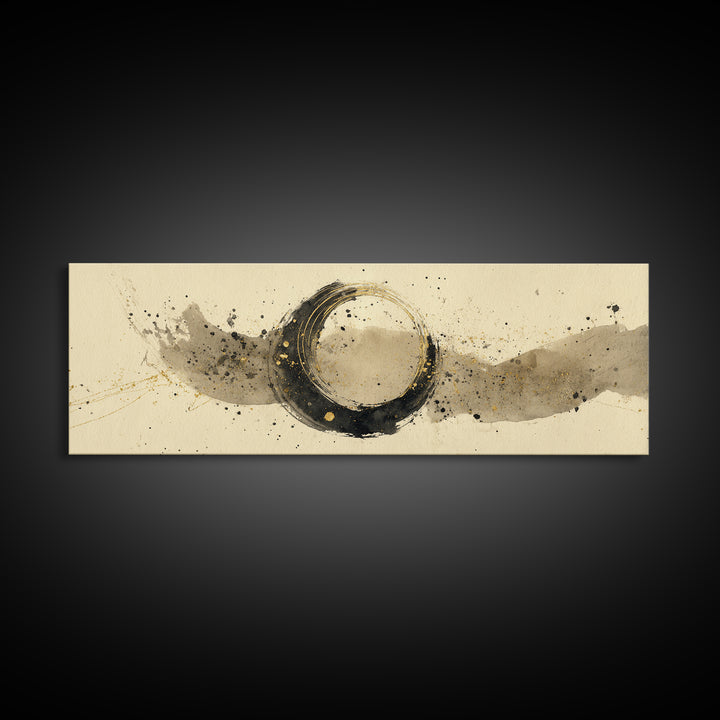 Crescent Moon Made from Elegant Ink Swashes Canvas Print, Calligraphy Art, Digital Print, Living Room Decor, Fine Art, Script, CAL-3x1-13