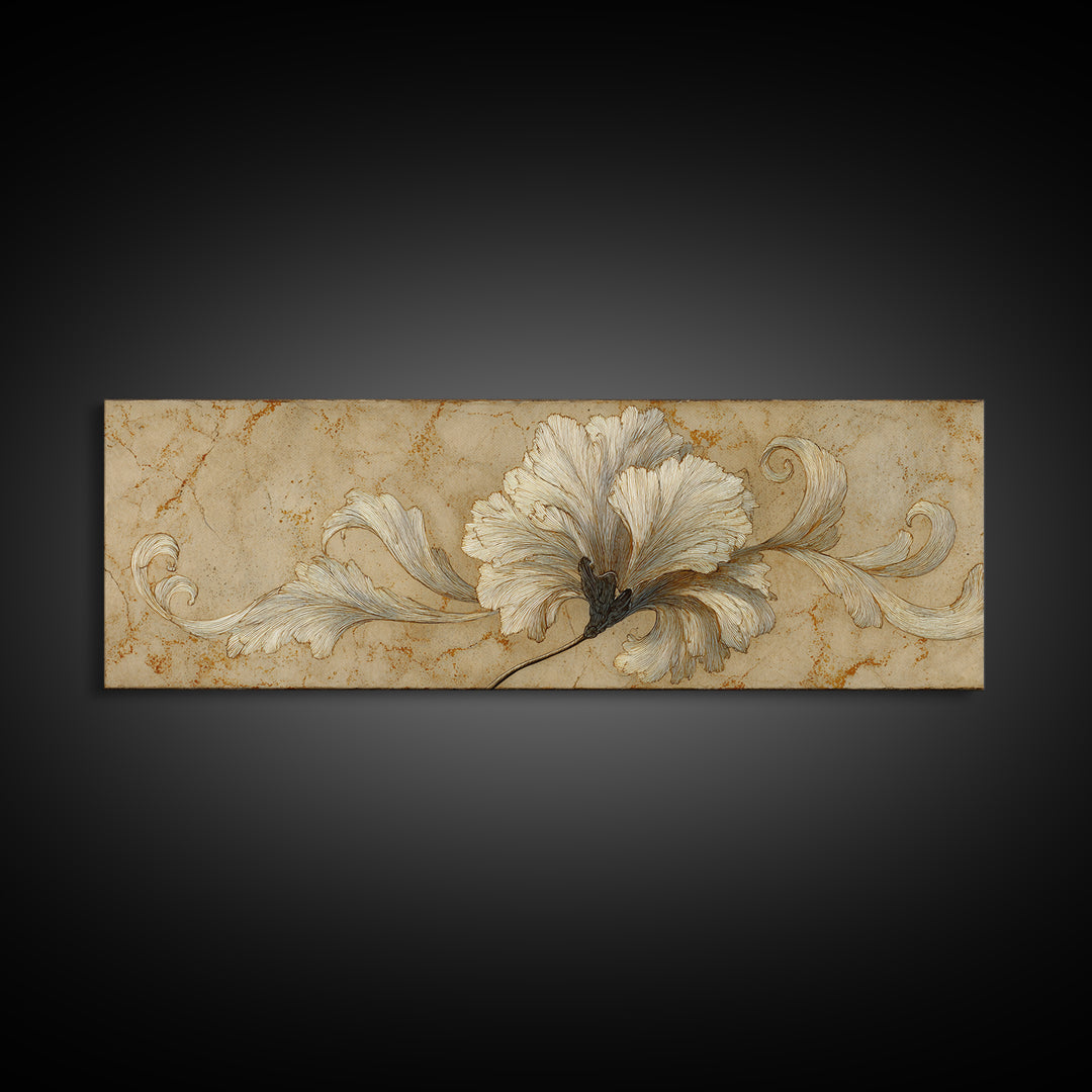Single Elegant Flourish Shaped Like a Flower Canvas Print, Calligraphy Art, Bedroom Wall Decor, Living Room Decor, Script, CAL-3x1-45