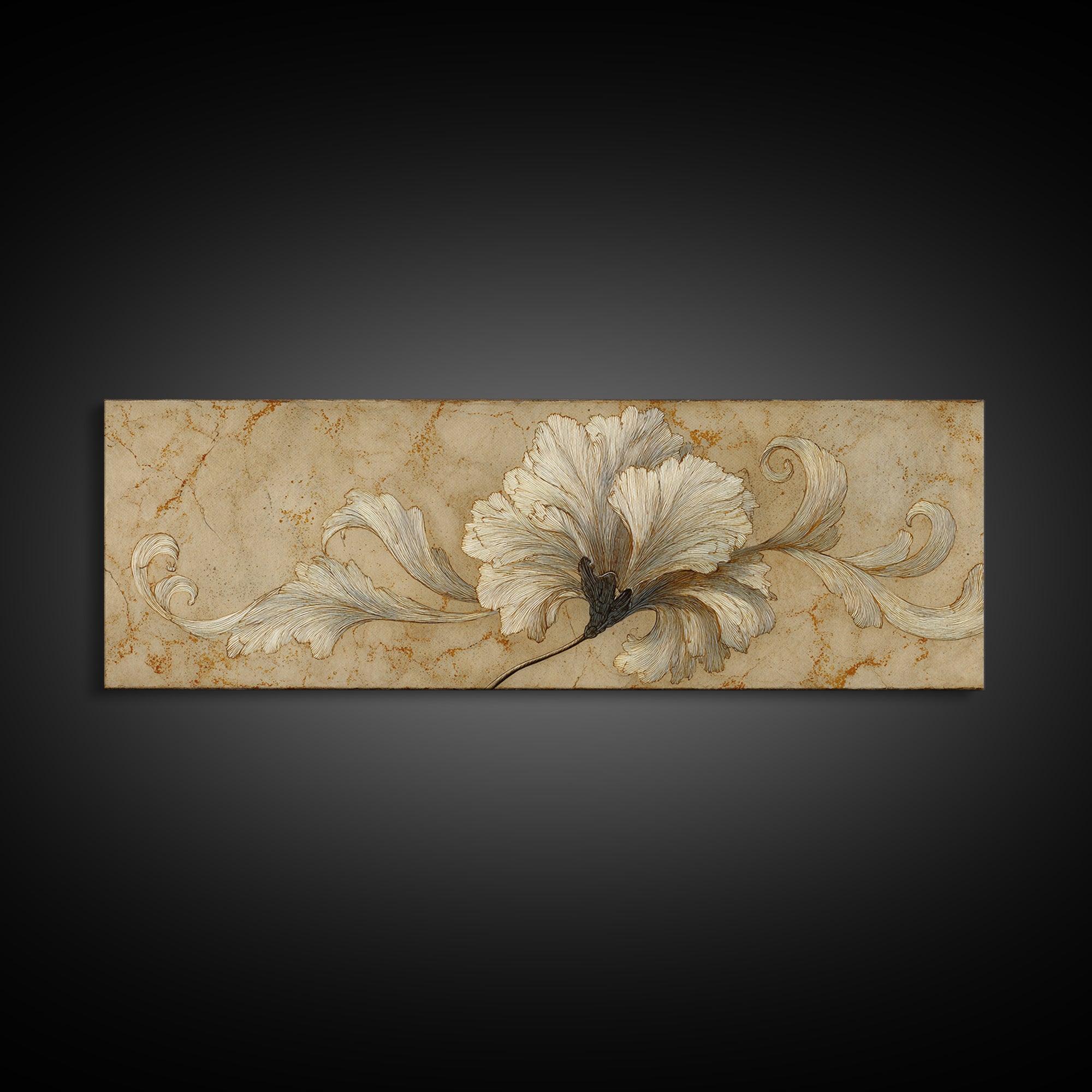 Single Elegant Flourish Shaped Like a Flower Canvas Print, Calligraphy Art, Bedroom Wall Decor, Living Room Decor, Script, CAL-3x1-45