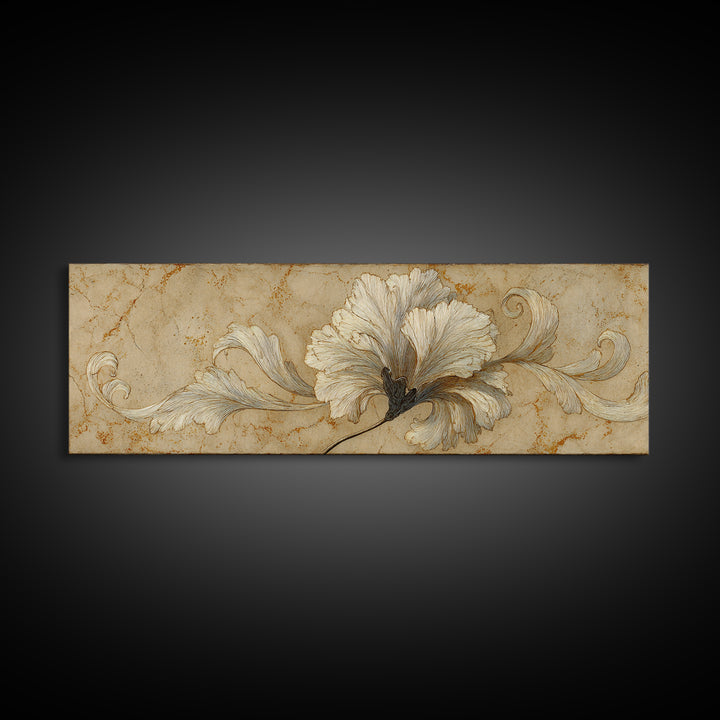 Single Elegant Flourish Shaped Like a Flower Canvas Print, Calligraphy Art, Bedroom Wall Decor, Living Room Decor, Script, CAL-3x1-45