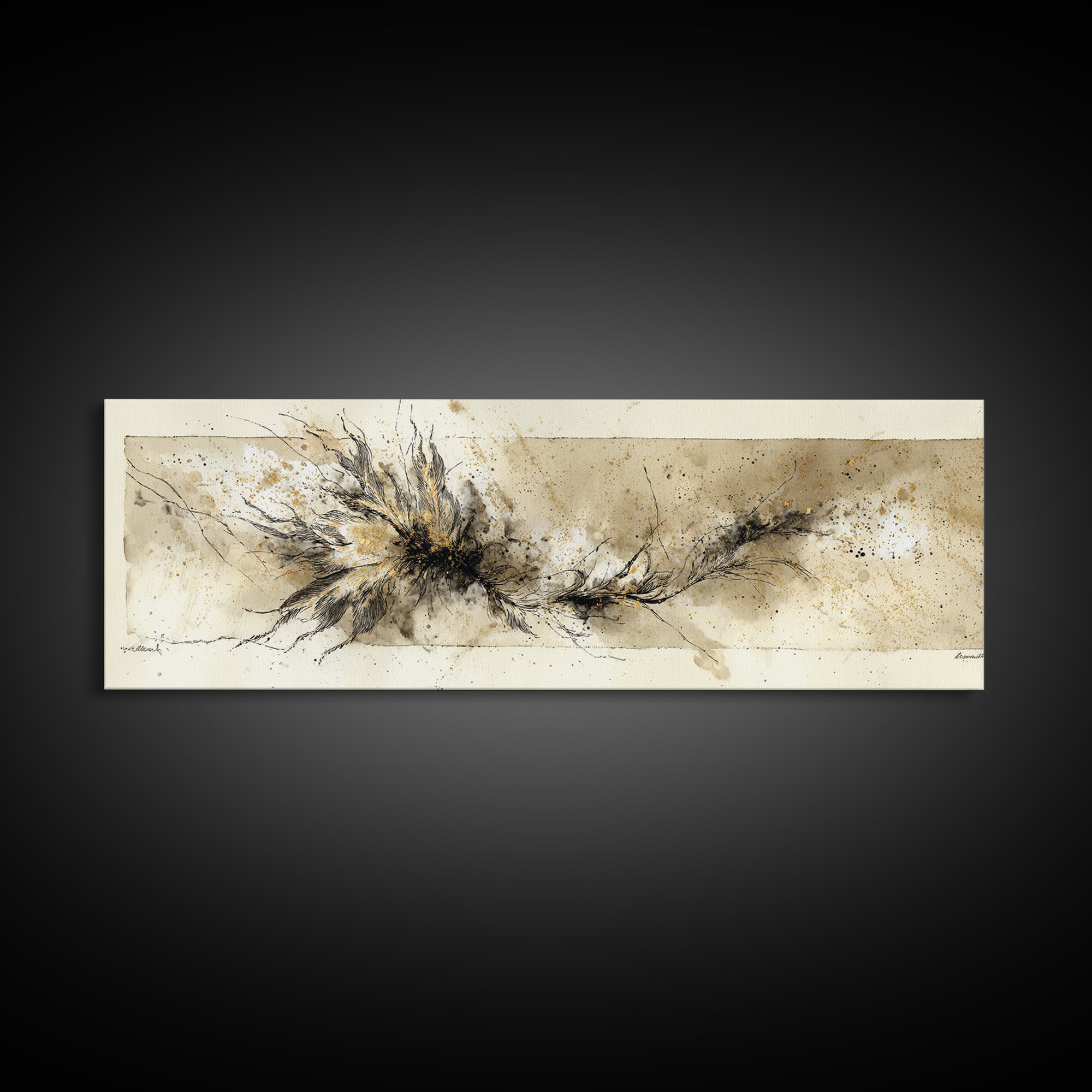 Single Elegant Flourish Shaped Like a Flower Canvas Print, Calligraphy Art, Spiritual Wall Art, Living Room Decor, Oil Painting, CAL-3x1-93