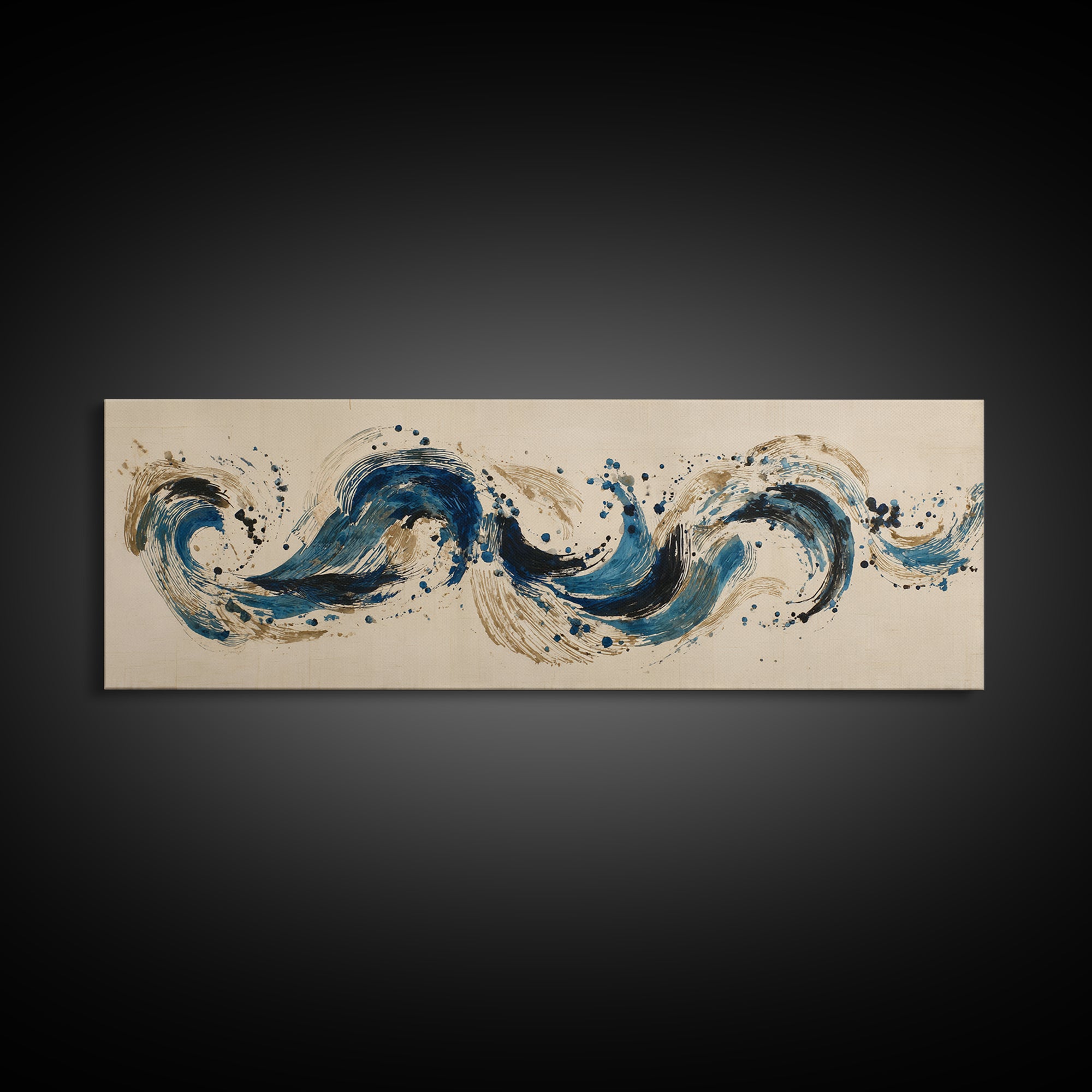 Modern Calligraphy Wave Canvas Print, Calligraphy Art, Minimalist Wall Art, Living Room Decor, Script, Statement Artwork, CAL-3x1-98