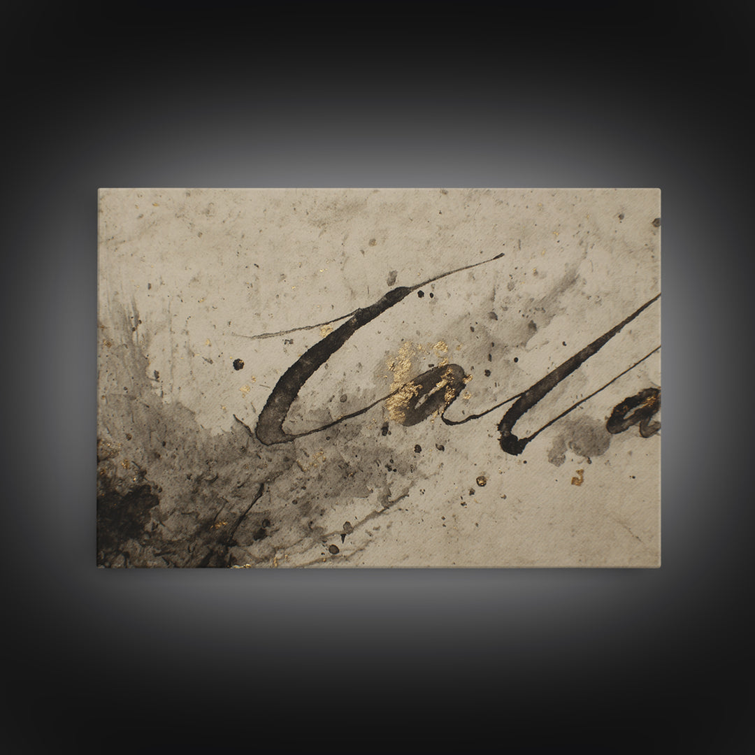 Expressive Musical Rhythm Painted as Ink Strokes Canvas Print, Calligraphy Art, Fine Art Print, Living Room Decor, Script, CAL-3x2-100