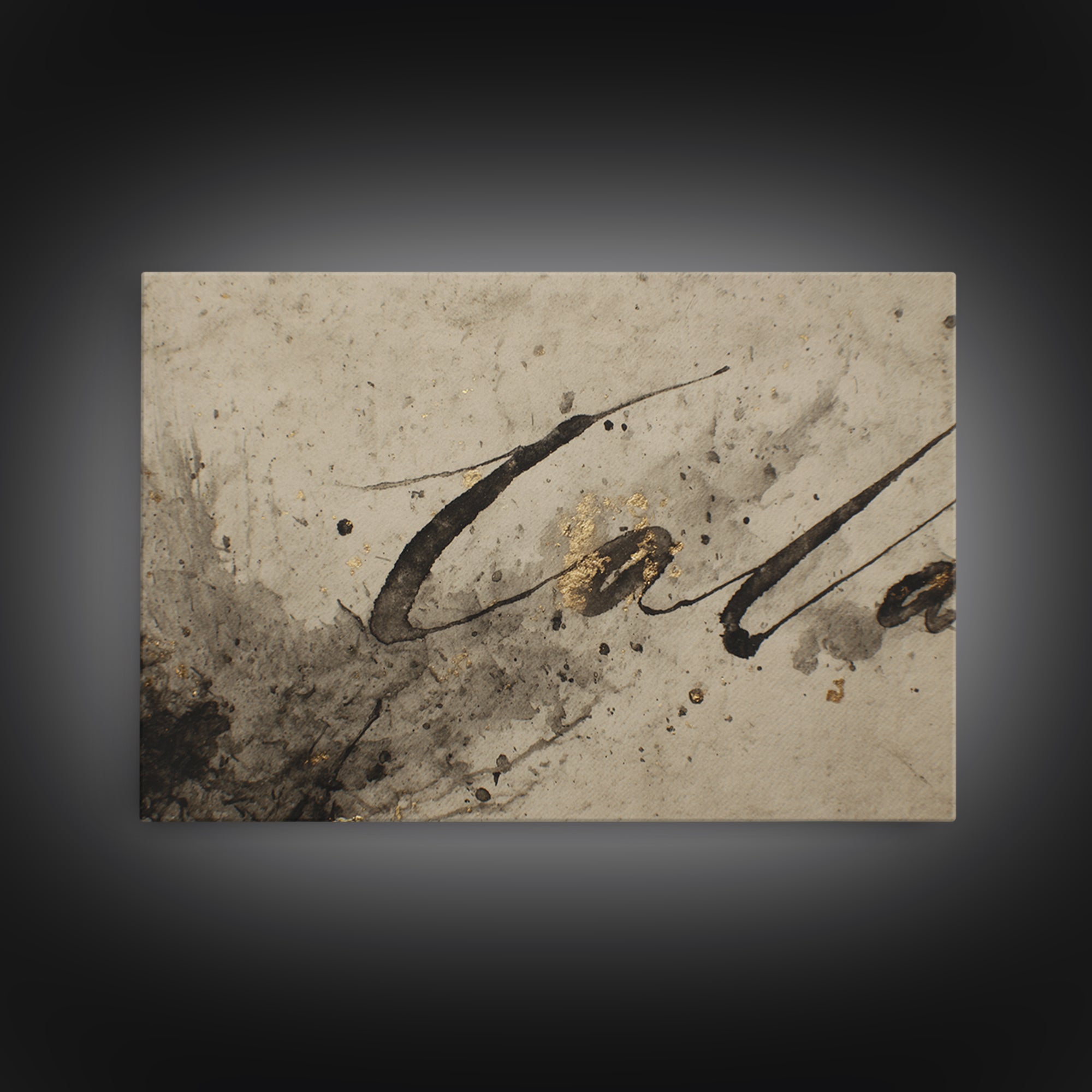 Expressive Musical Rhythm Painted as Ink Strokes Canvas Print, Calligraphy Art, Fine Art Print, Living Room Decor, Script, CAL-3x2-100