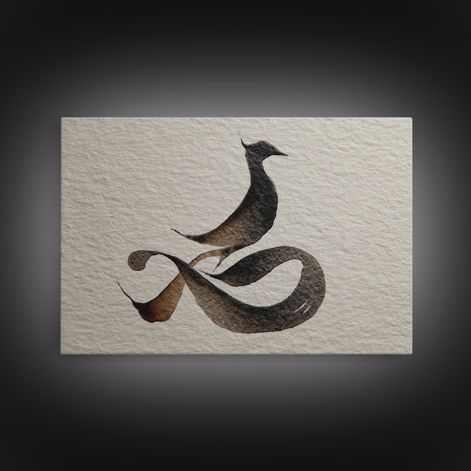 Calligraphic Bird Shape Formed from Flowing Lines Canvas Print, Calligraphy Art, Calligraphy, Living Room Decor, Script, CAL-3x2-12