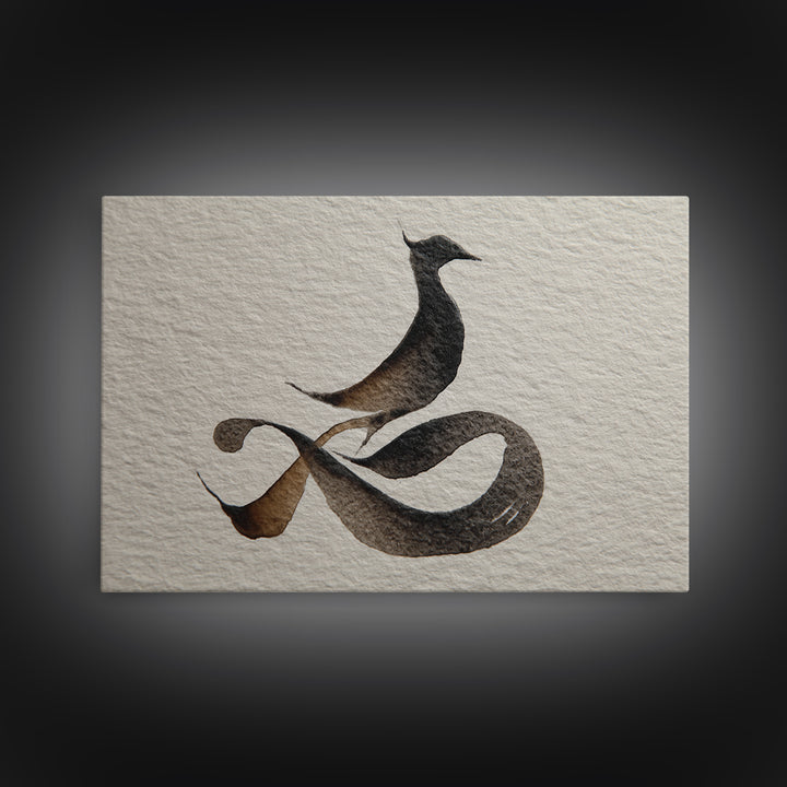 Calligraphic Bird Shape Formed from Flowing Lines Canvas Print, Calligraphy Art, Calligraphy, Living Room Decor, Script, CAL-3x2-12