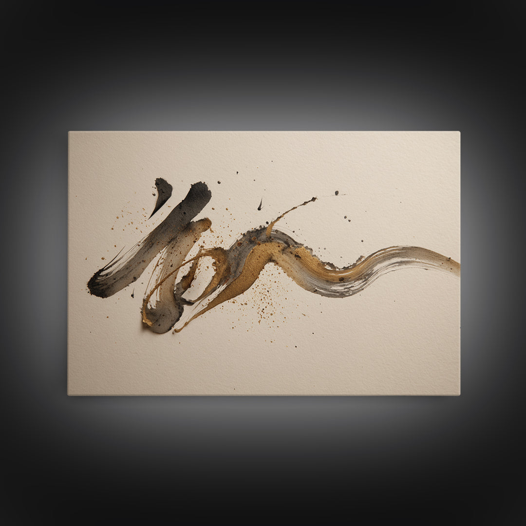 Expressive Musical Rhythm Painted as Ink Strokes Canvas Print, Calligraphy Art, Digital Prints, Living Room Decor, Script, CAL-3x2-4