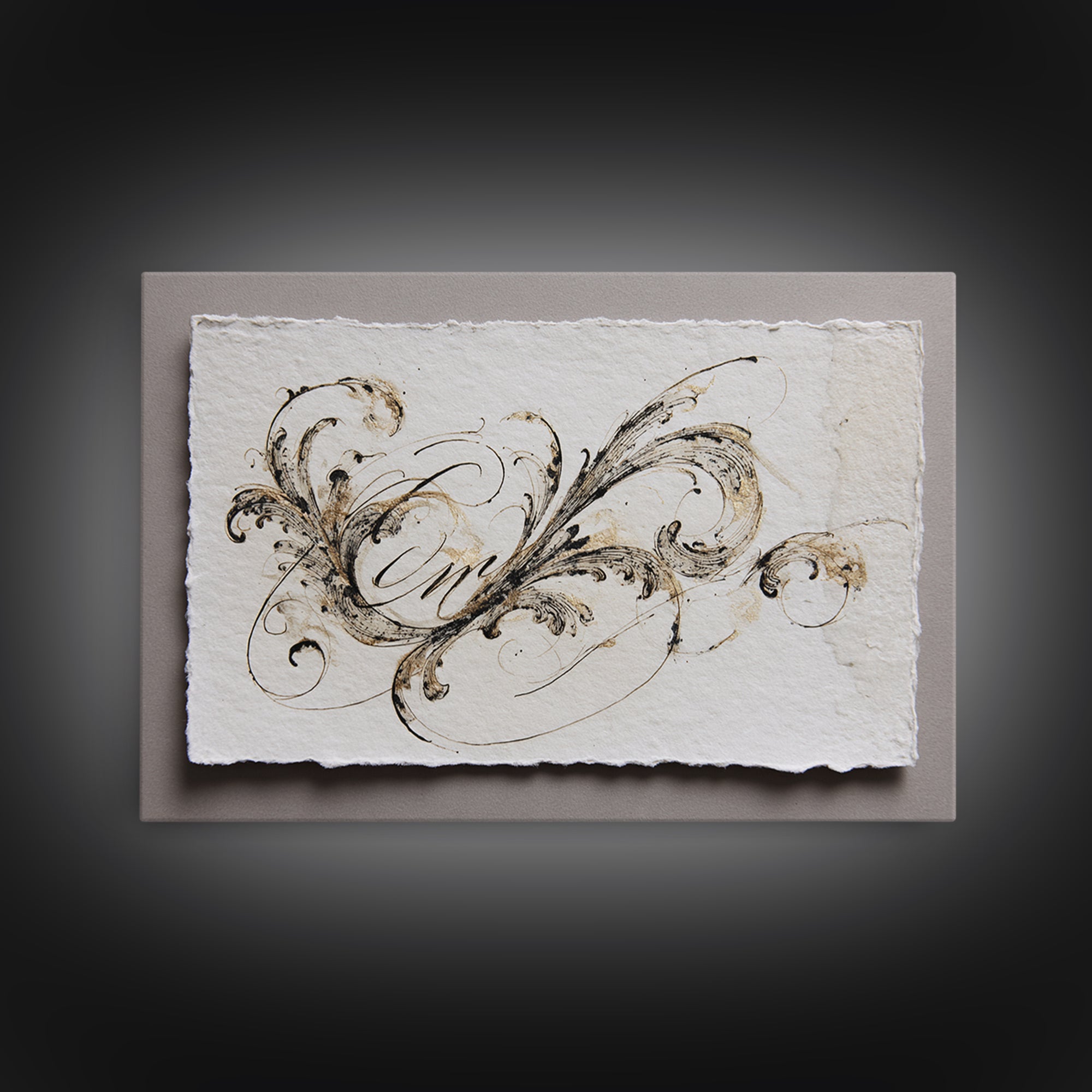 Baroque Scrollwork Made from Looping Pen Strokes Framed Canvas Print, Calligraphy Art, Custom Art, Living Room Decor, Script, CAL-3x2-40