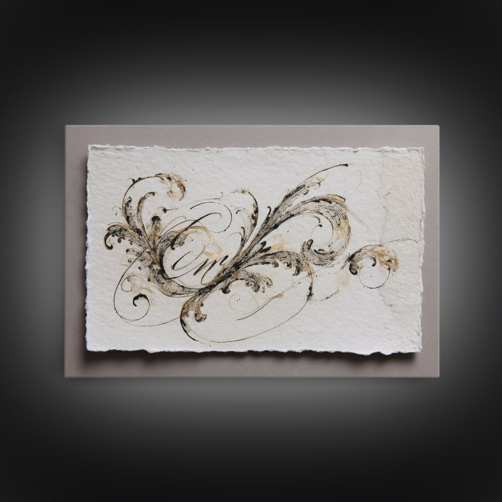 Baroque Scrollwork Made from Looping Pen Strokes Framed Canvas Print, Calligraphy Art, Custom Art, Living Room Decor, Script, CAL-3x2-40