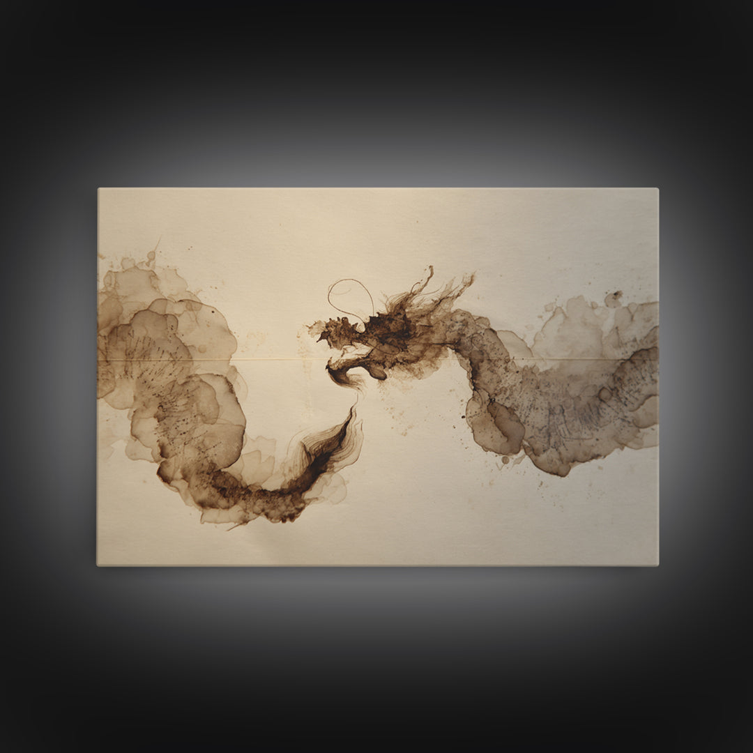 Ink Wash Dragon Curve Canvas Print, Calligraphy Art, Modern Art, Living Room Decor, Fine Art, Script, Fine Art Print, CAL-3x2-61