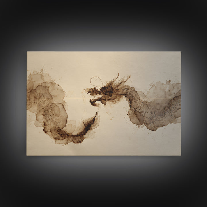 Ink Wash Dragon Curve Canvas Print, Calligraphy Art, Modern Art, Living Room Decor, Fine Art, Script, Fine Art Print, CAL-3x2-61