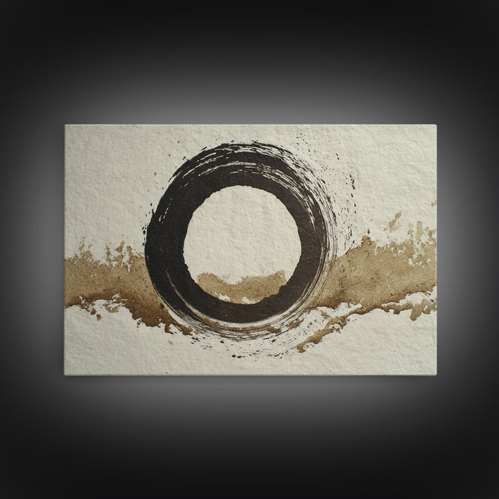 Japanese Brush Mark Circle Framed Canvas Print, Calligraphy Art, Printable Art, Living Room Decor, Script, Scripture Art, CAL-3x2-8