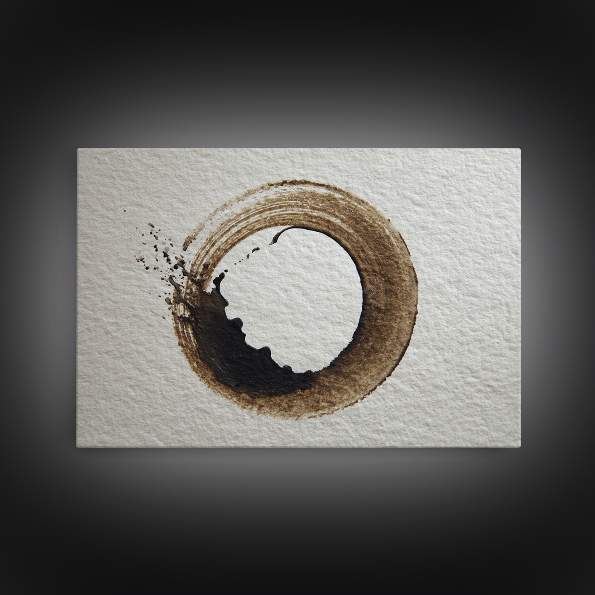 Japanese Brush Mark Circle Framed Canvas Print, Calligraphy Art, Statement Artwork, Living Room Decor, Fine Art, Script, CAL-3x2-80