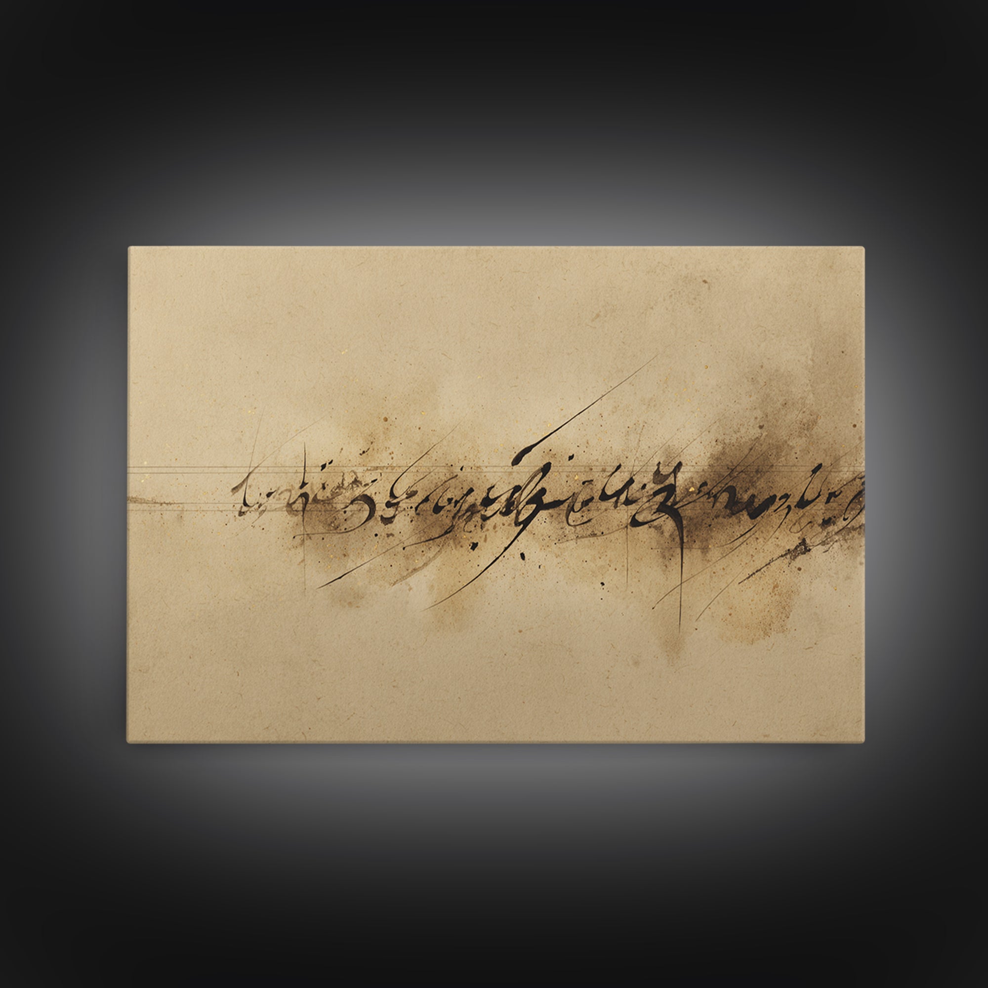 Minimal Black Calligraphy Rhythm Canvas Print, Calligraphy Art, Wall Art, Living Room Decor, Fine Art, Script, Wall Art Print, CAL-3x2-83