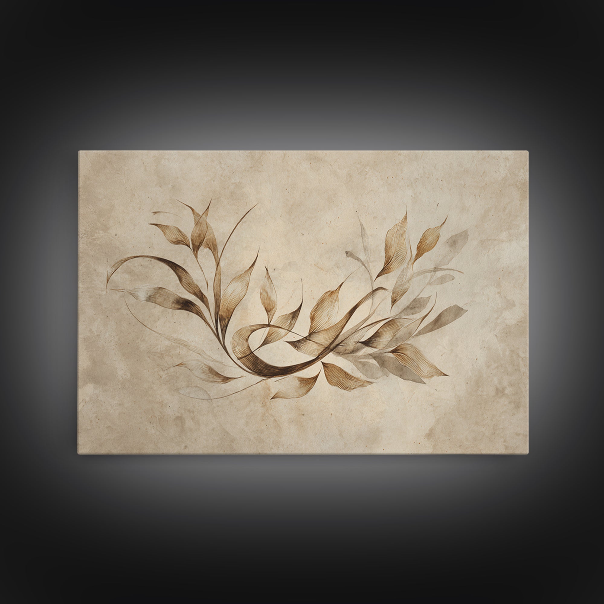 Botanical Calligraphy Pattern Canvas Print, Calligraphy Art, Modern Art, Living Room Decor, Oil Painting, Script, CAL-3x2-98