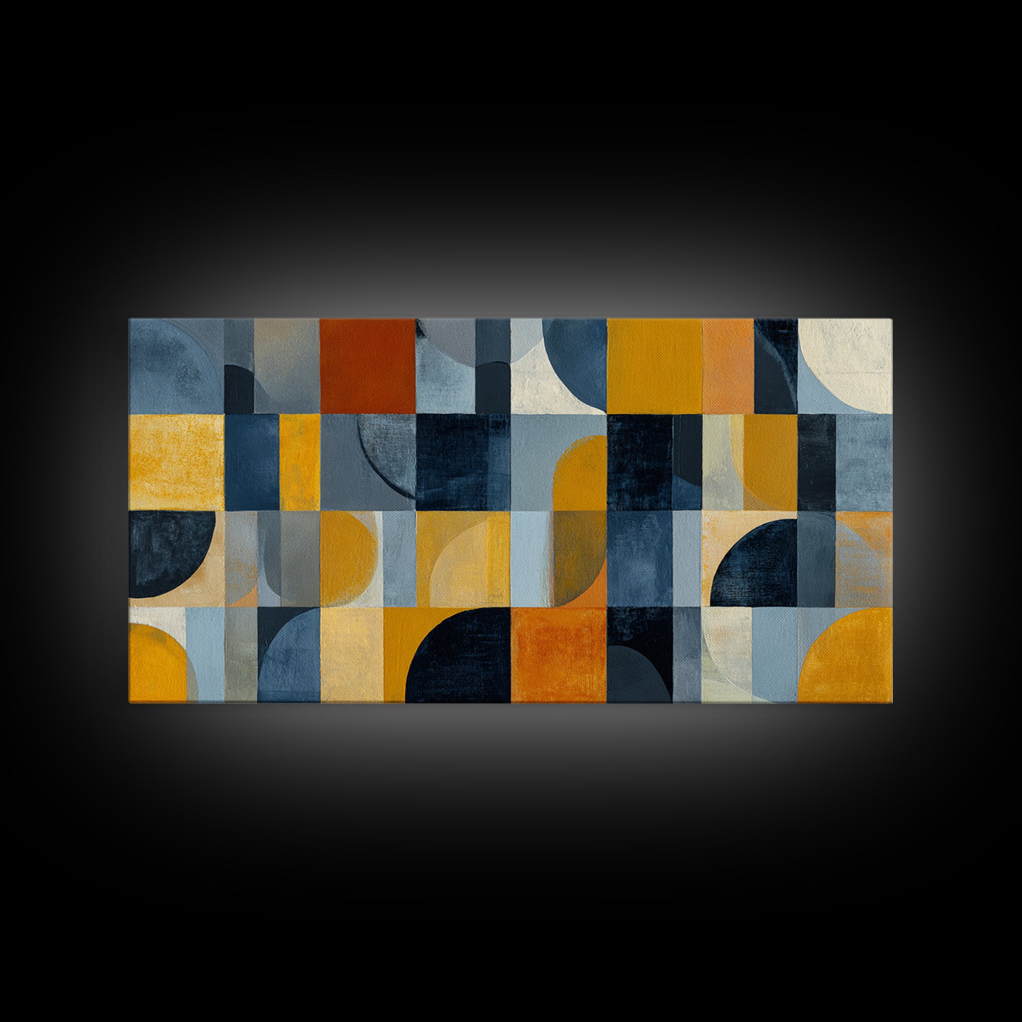 Checkerboard Blocks with Painterly Edges Framed Canvas Print, Color Block Art, Wall Art, Living Room Decor, Oil Painting, CBA-2x1-35