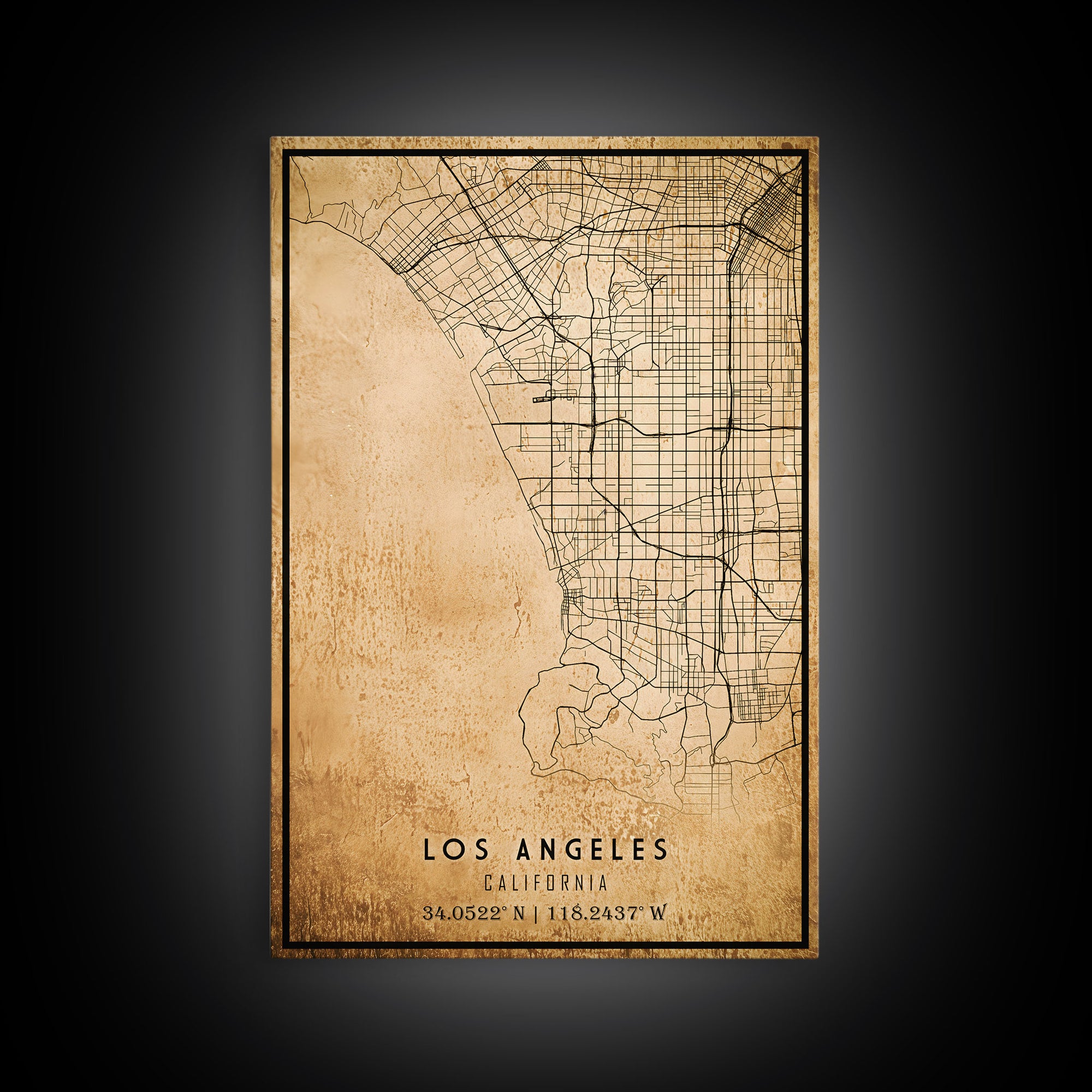 Los Angeles Vintage Map Print | Los Angeles Map | California Map Art | Los Angeles City Road Map Poster | Distressed / Retro LA Street Art