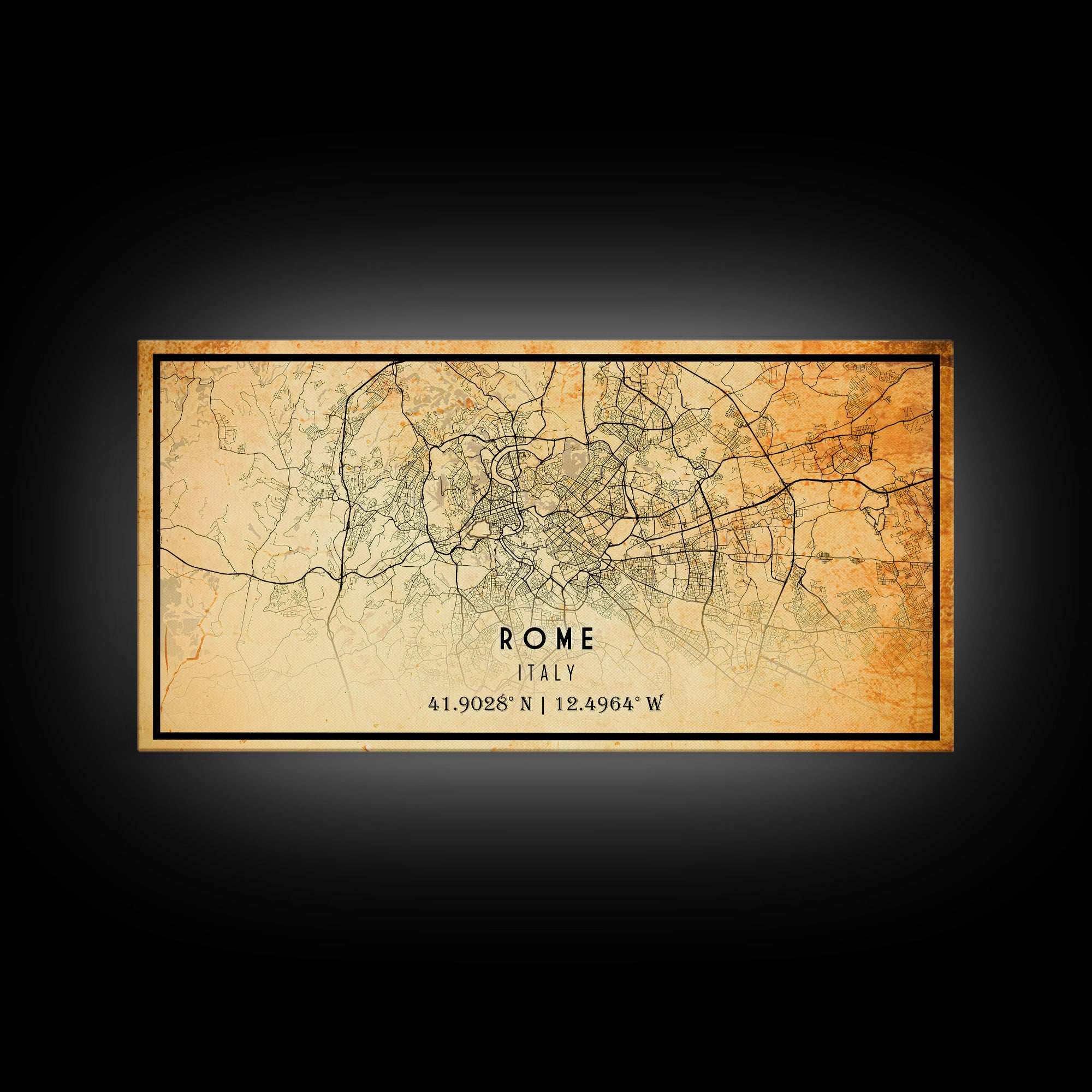 Old Rome Italy City Map Wall Art Canvas Print, Vintage Style Rome Italy Map, Framed Wall Art, Cool Rome Italy Wall Art, Office Decor