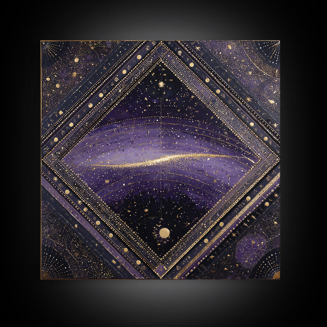 Dreamlike Comet Crossing a Violet Sky Canvas Print, Celestial Art, Whimsical Art, Living Room Decor, Fine Art, Celestial, CEL-1x1-60