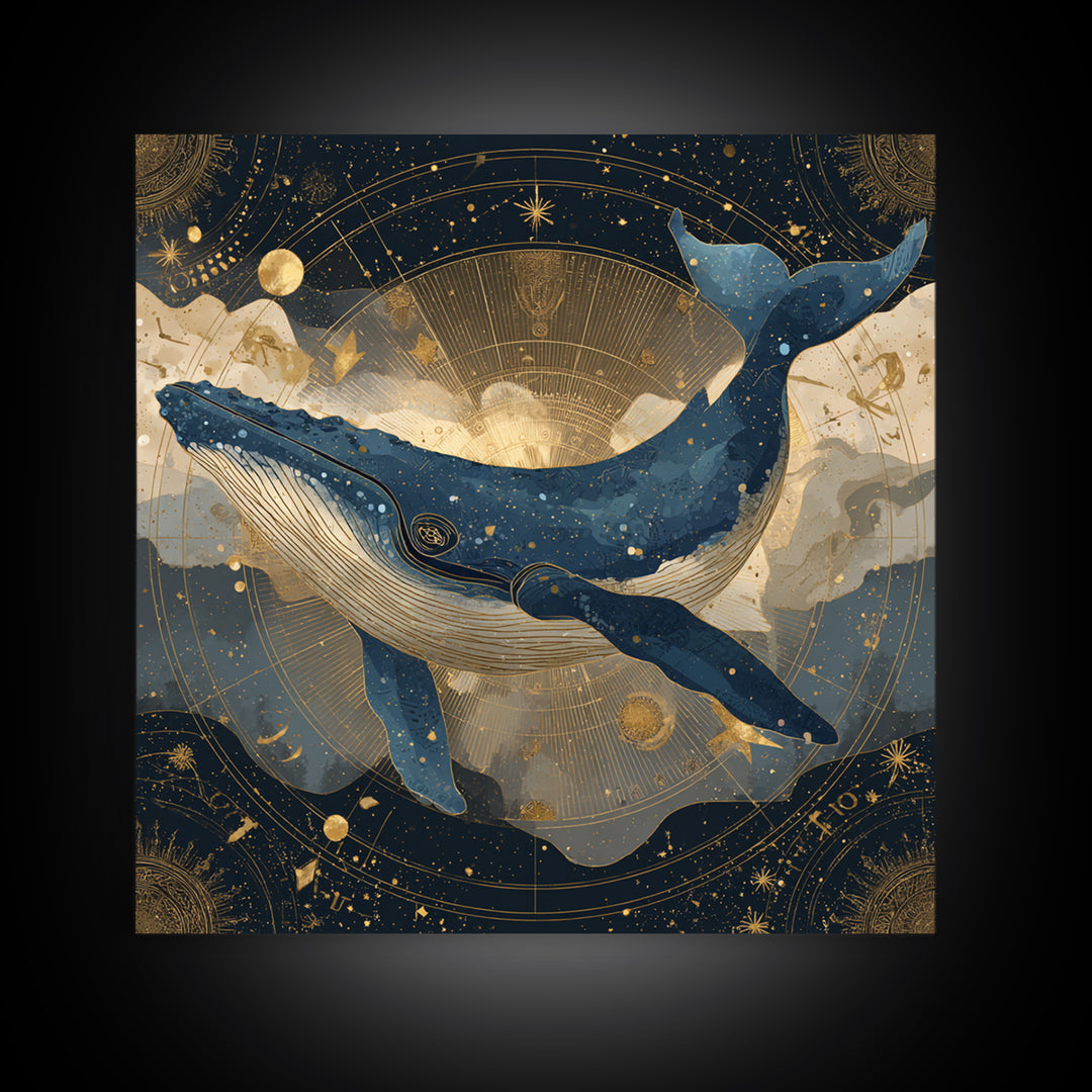 Cosmic Whale Swimming Through a Star Field Canvas Print, Celestial Art, Modern Decor, Living Room Decor, Fine Art, Celestial, CEL-1x1-77