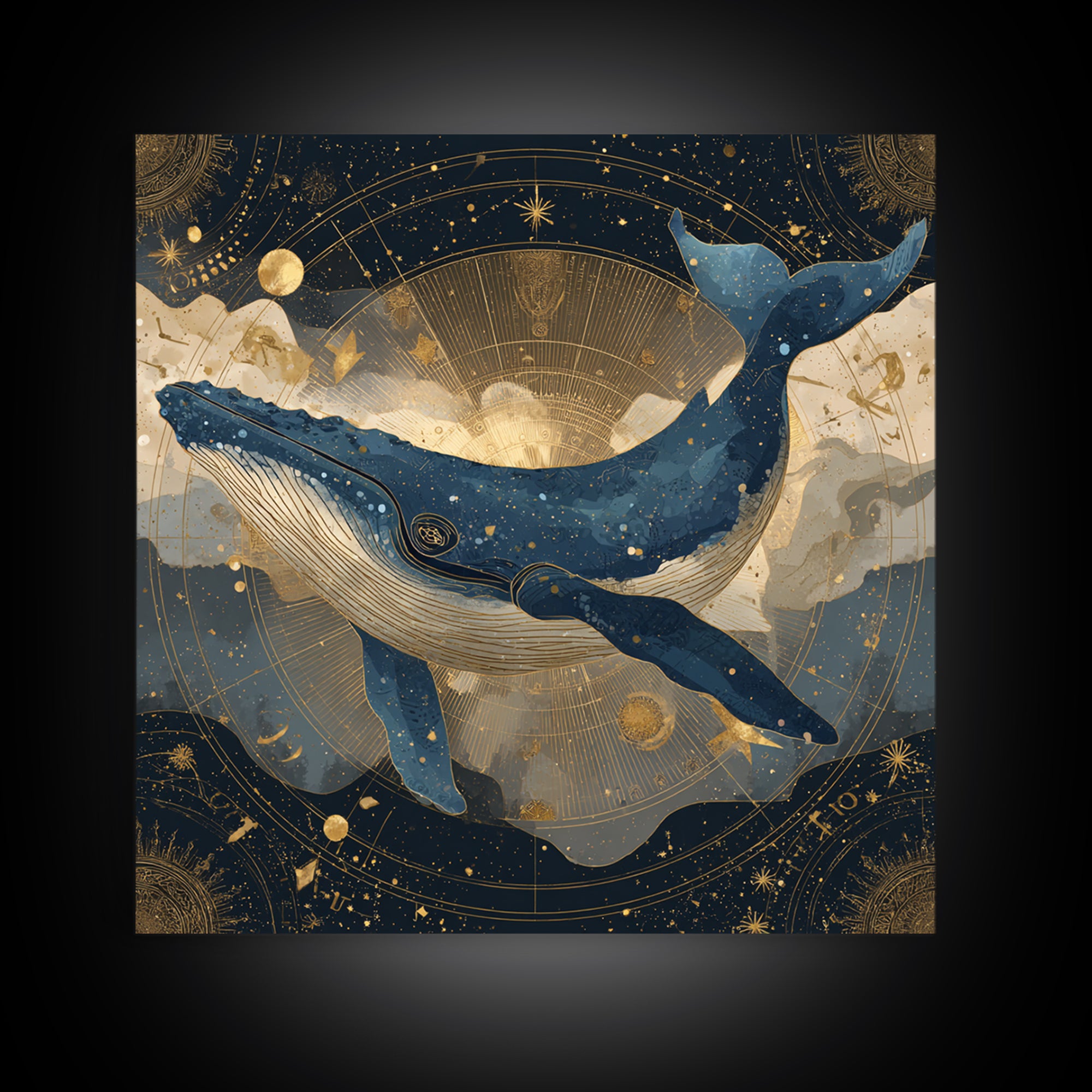 Cosmic Whale Swimming Through a Star Field Canvas Print, Celestial Art, Modern Decor, Living Room Decor, Fine Art, Celestial, CEL-1x1-77