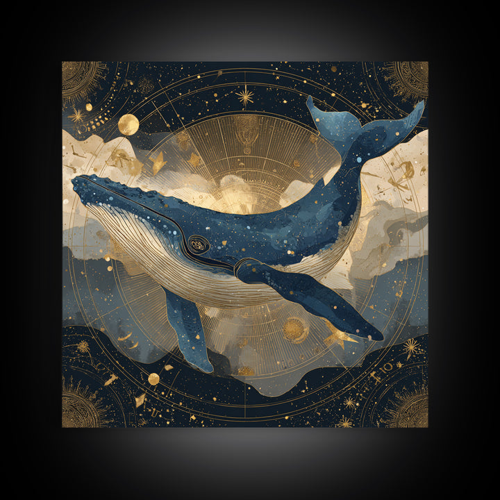Cosmic Whale Swimming Through a Star Field Canvas Print, Celestial Art, Modern Decor, Living Room Decor, Fine Art, Celestial, CEL-1x1-77