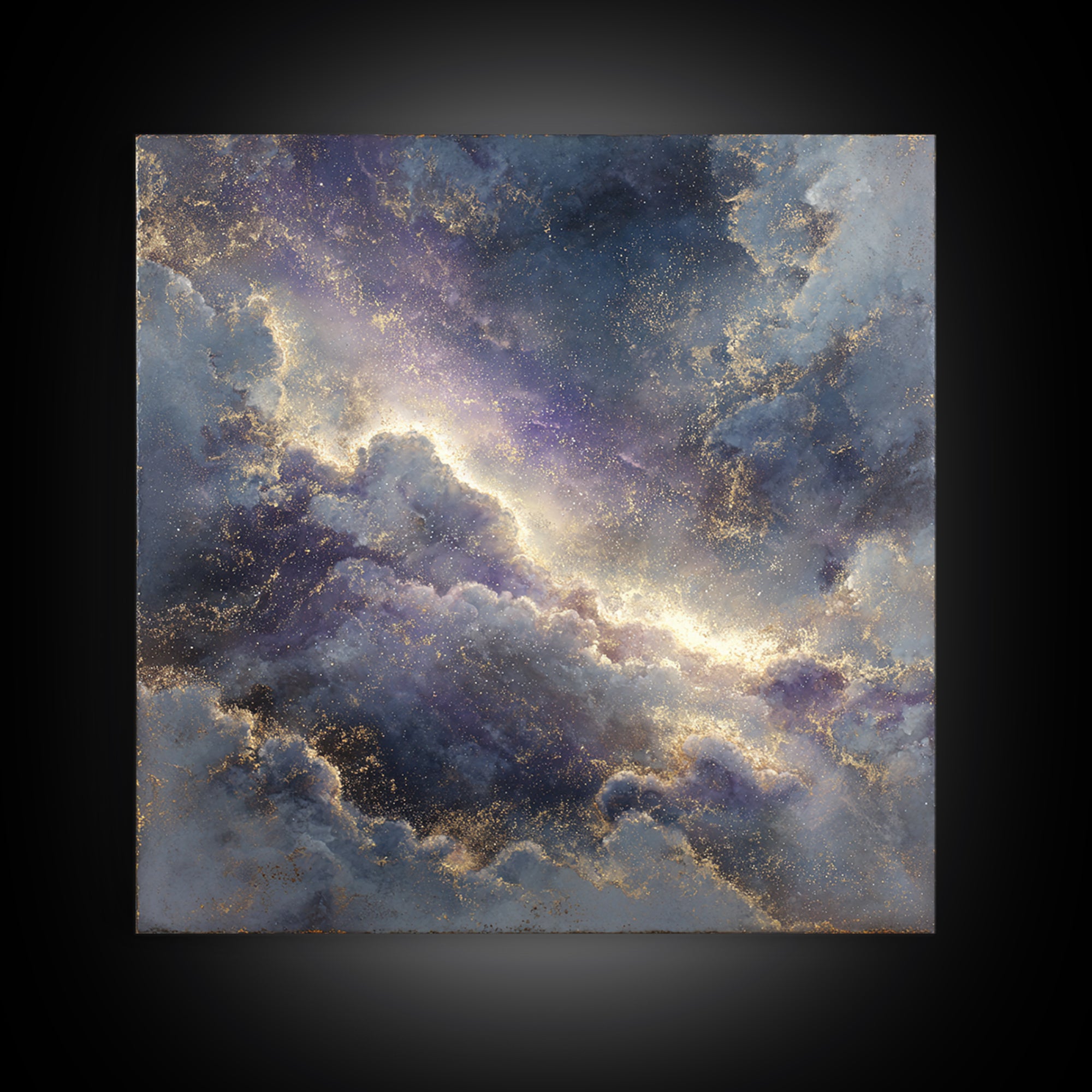 Galaxy Swirl with Jewel Tone Nebula Clouds Canvas Print, Celestial Art, Minimalist Art, Living Room Decor, Fine Art, Celestial, CEL-1x1-92