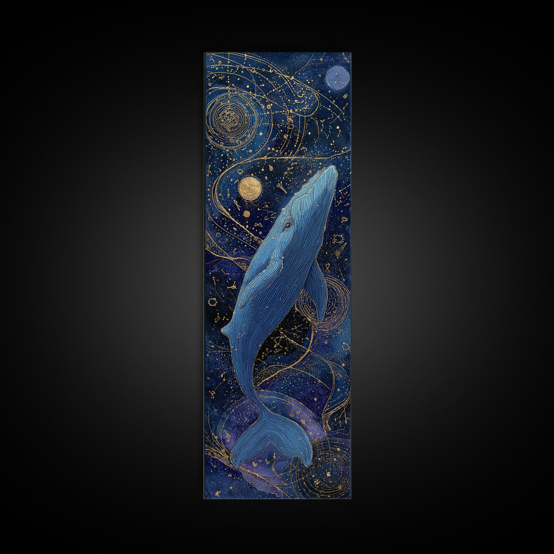Cosmic Whale Swimming Through a Star Field Canvas Print, Celestial Art, Modern Decor, Living Room Decor, Fine Art, Celestial, CEL-1x3-17