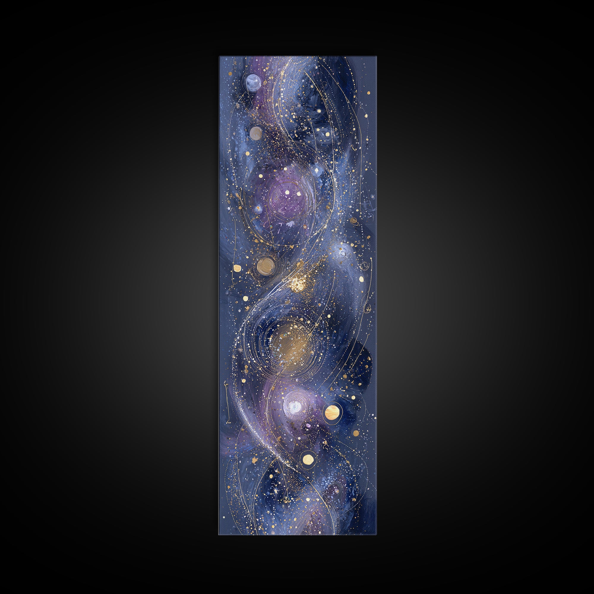 Galaxy Swirl with Jewel Tone Nebula Clouds Canvas Print, Celestial Art, Contemporary Art, Living Room Decor, Celestial, CEL-1x3-56