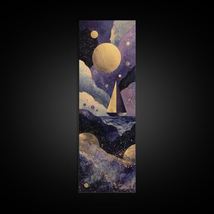 Tiny Sailboat Beneath a Huge Moon Canvas Print, Celestial Art, Modern Decor, Living Room Decor, Fine Art, Celestial, Home Decor, CEL-1x3-7