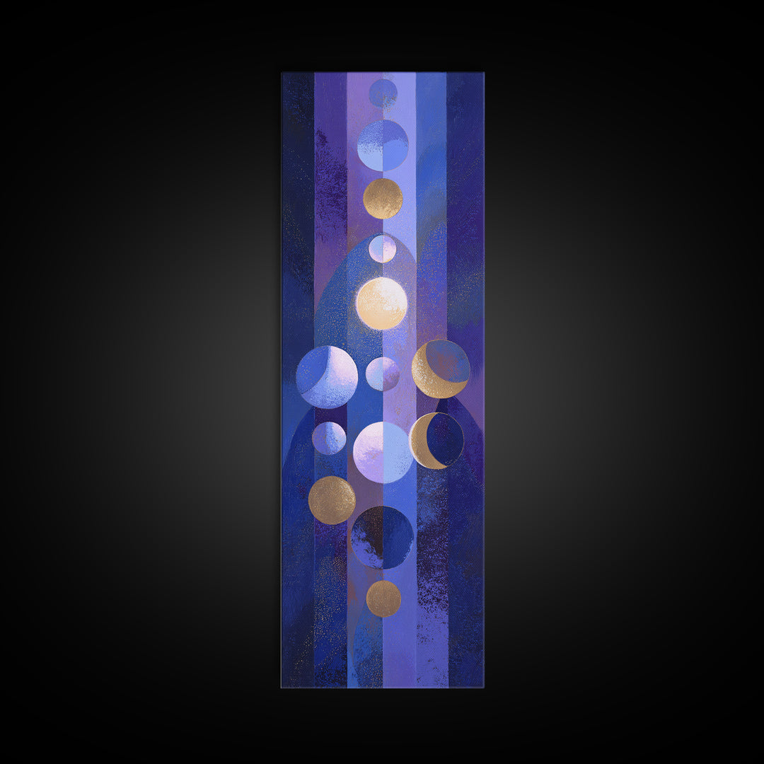 Twelve Small Moons Arranged as Elegant Pattern Framed Canvas Print, Celestial Art, Wall Art, Living Room Decor, Celestial, CEL-1x3-84
