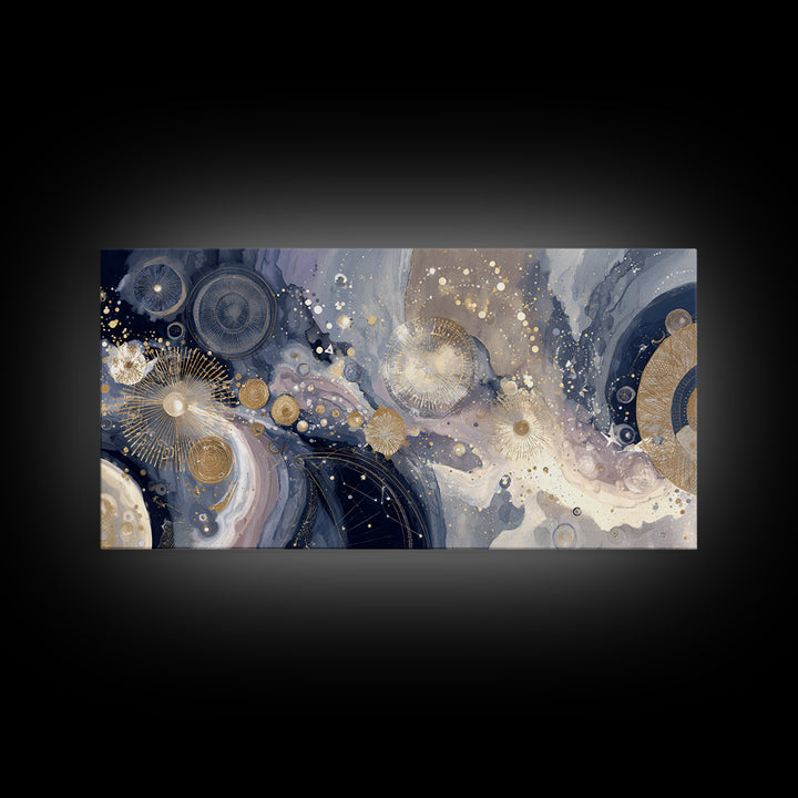 Astronaut Helmet Reflecting a Field of Stars Framed Canvas Print, Celestial Art, Mushroom Decor, Living Room Decor, Celestial, CEL-2x1-11