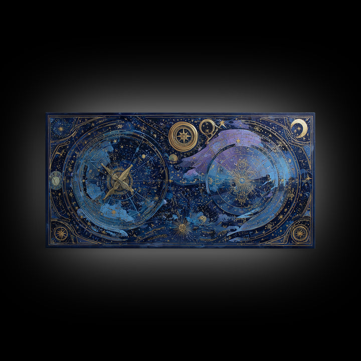 Blue Star Map Framed Canvas Print, Celestial Art, Gallery Decor, Living Room Decor, Fine Art, Celestial, Minimalist Decor, CEL-2x1-18