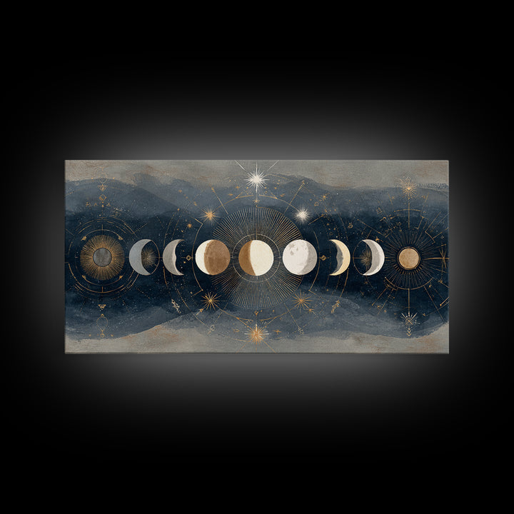 Twelve Small Moons Arranged as Elegant Pattern Canvas Print, Celestial Art, Fine Art Print, Living Room Decor, Celestial, CEL-2x1-20