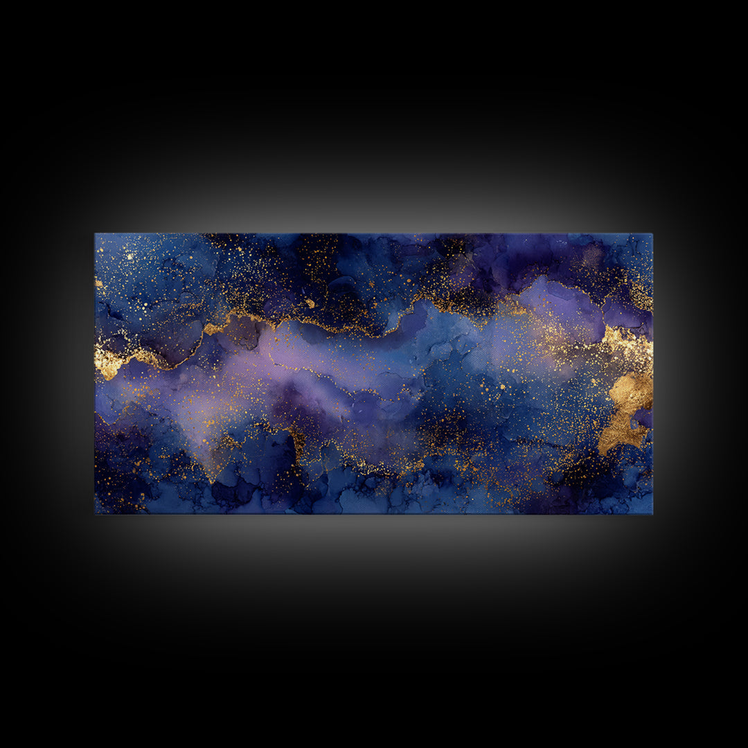 Gold Constellation Map on Deep Navy Texture Canvas Print, Celestial Art, Retro Wall Art, Living Room Decor, Fine Art, Celestial, CEL-2x1-76