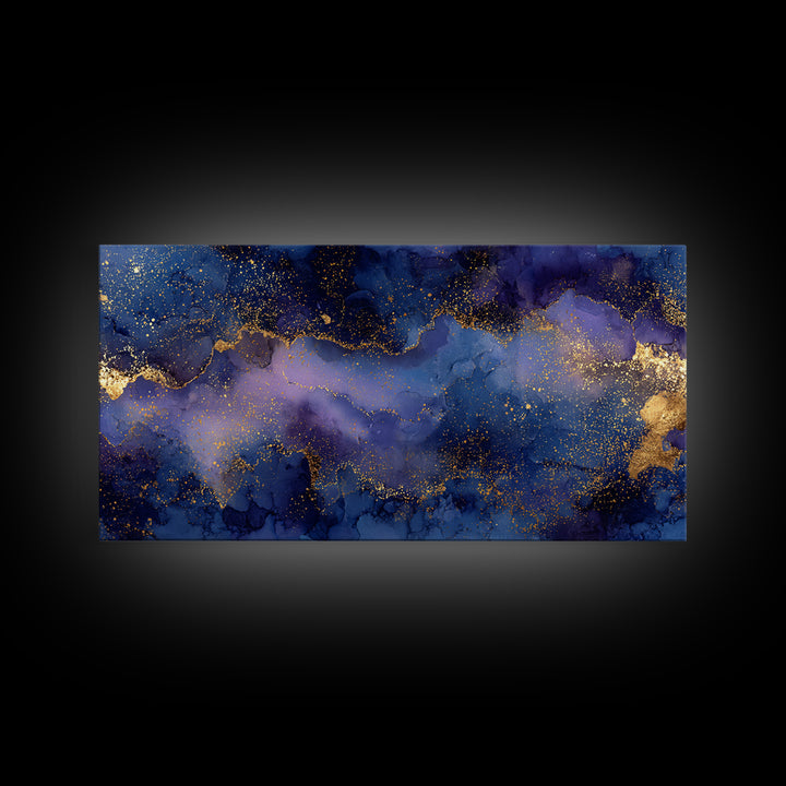 Gold Constellation Map on Deep Navy Texture Canvas Print, Celestial Art, Retro Wall Art, Living Room Decor, Fine Art, Celestial, CEL-2x1-76