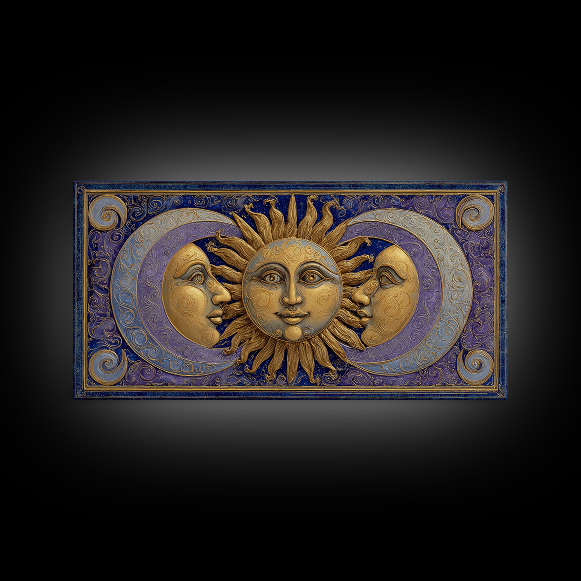 Sun and Moon Faces Canvas Print, Celestial Art, Minimalist Decor, Living Room Decor, Fine Art, Celestial, Boho Wall Art, CEL-2x1-94