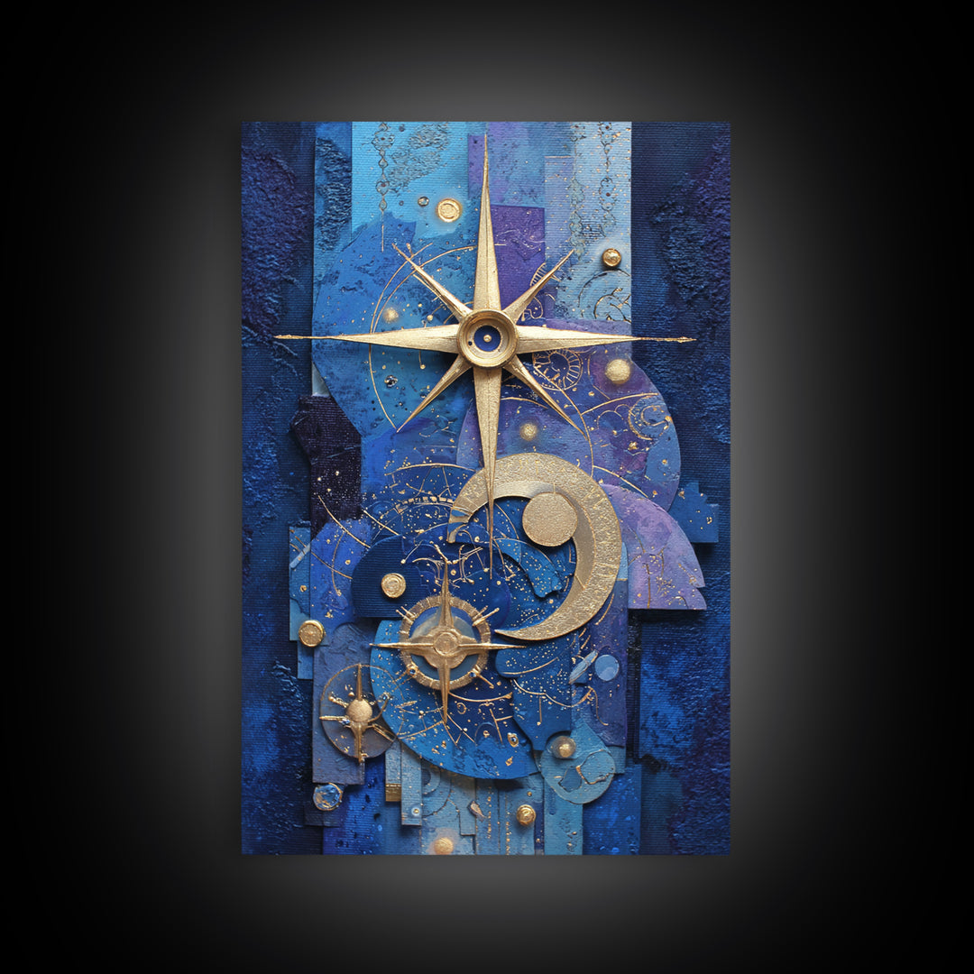 Blue Star Map Framed Canvas Print, Celestial Art, Wall Decor, Living Room Decor, Fine Art, Celestial, Contemporary Art, CEL-2x3-6