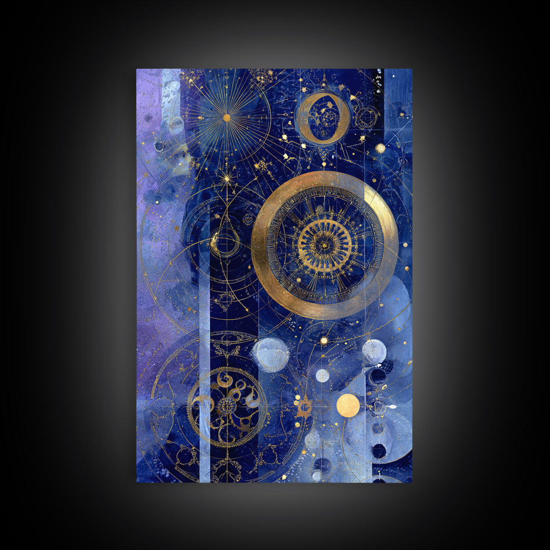 Blue Star Map Framed Canvas Print, Celestial Art, Minimalist Decor, Living Room Decor, Fine Art, Celestial, Boho Wall Art, CEL-2x3-78