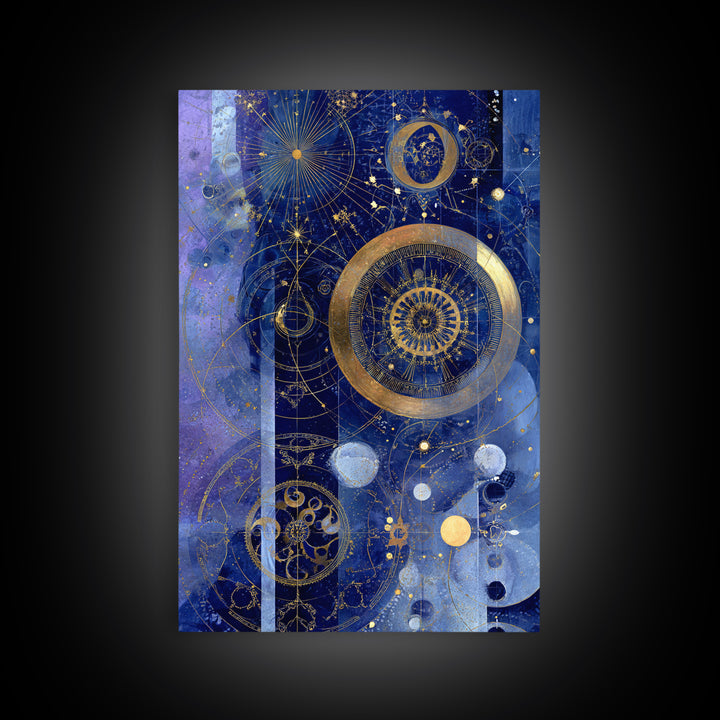 Blue Star Map Framed Canvas Print, Celestial Art, Minimalist Decor, Living Room Decor, Fine Art, Celestial, Boho Wall Art, CEL-2x3-78