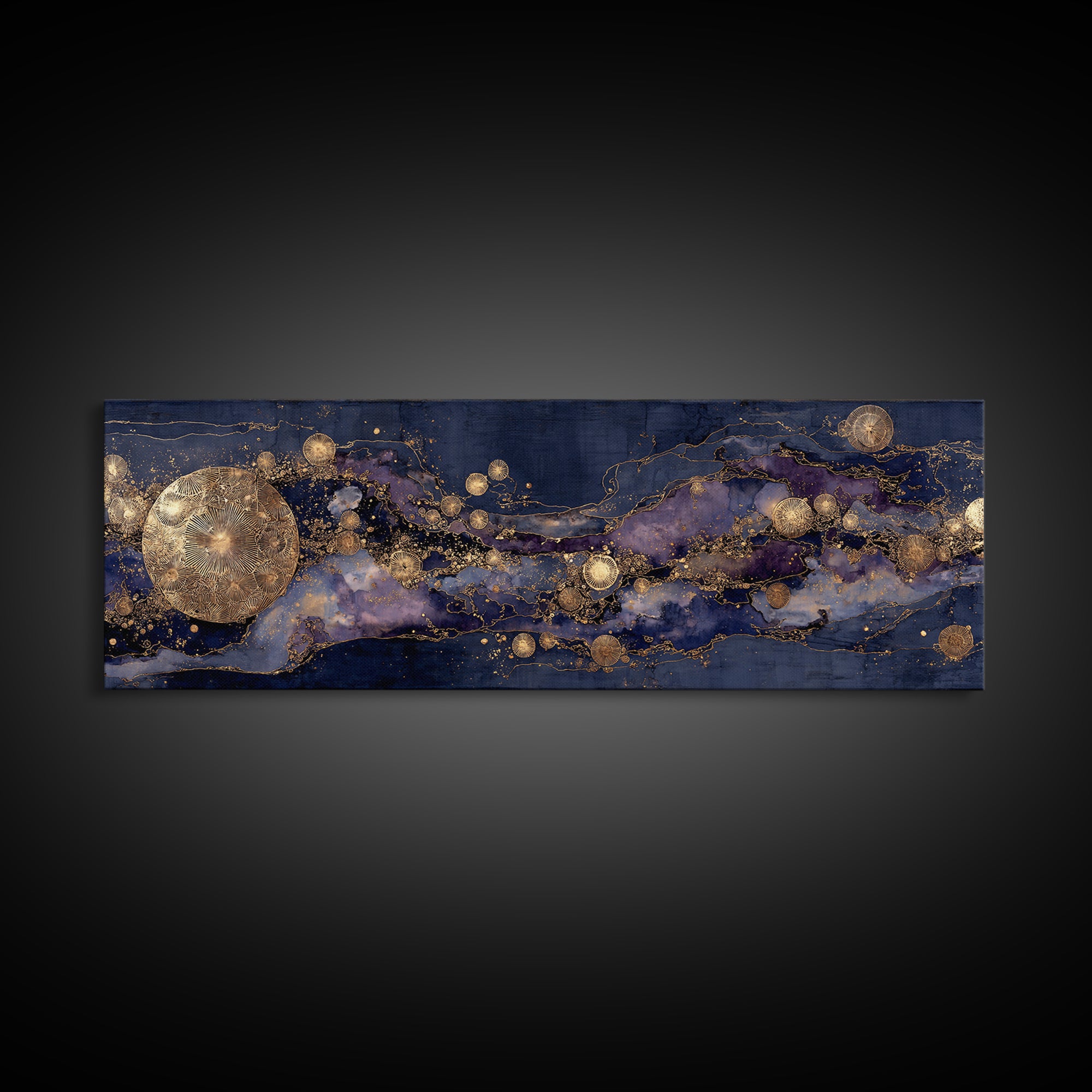Gold Constellation Map on Deep Navy Texture Canvas Print, Celestial Art, Boho Art, Living Room Decor, Fine Art, Celestial, CEL-3x1-24