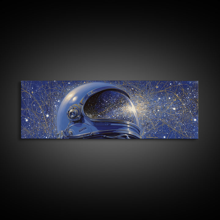 Astronaut Helmet Reflecting a Field of Stars Canvas Print, Celestial Art, Fine Art Print, Living Room Decor, Abstract Art, CEL-3x1-31