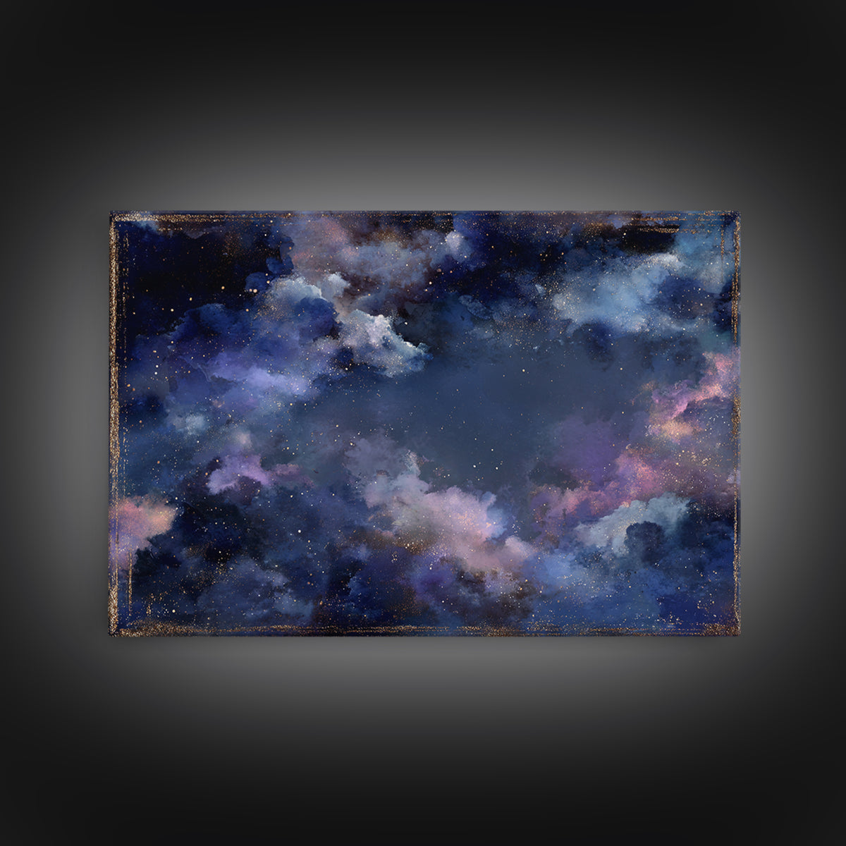 Galaxy Swirl with Jewel Tone Nebula Clouds Framed Canvas Print, Celestial Art, Digital Print, Living Room Decor, Celestial, CEL-3x2-24