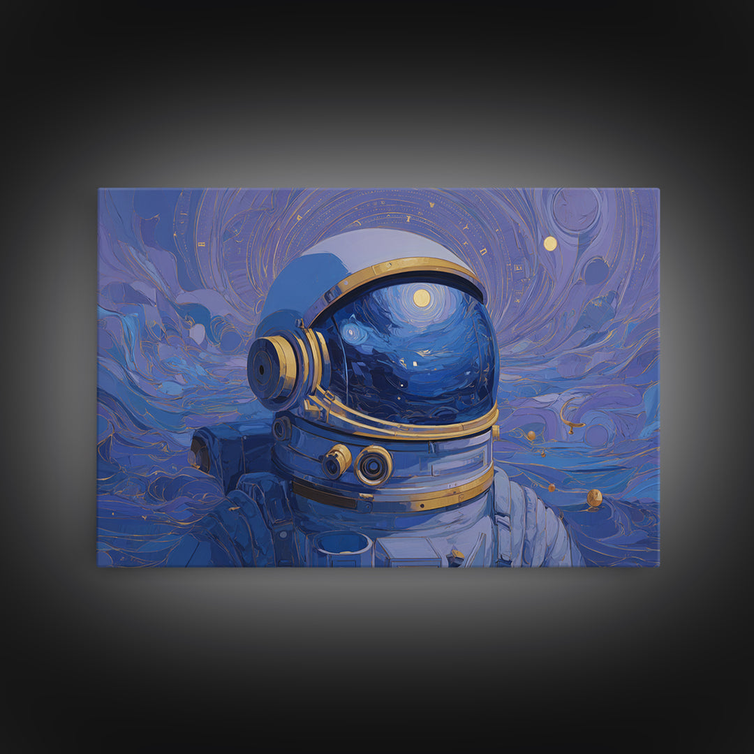 Astronaut Helmet Reflecting a Field of Stars Canvas Print, Celestial Art, Fine Art Print, Living Room Decor, Celestial, CEL-3x2-91