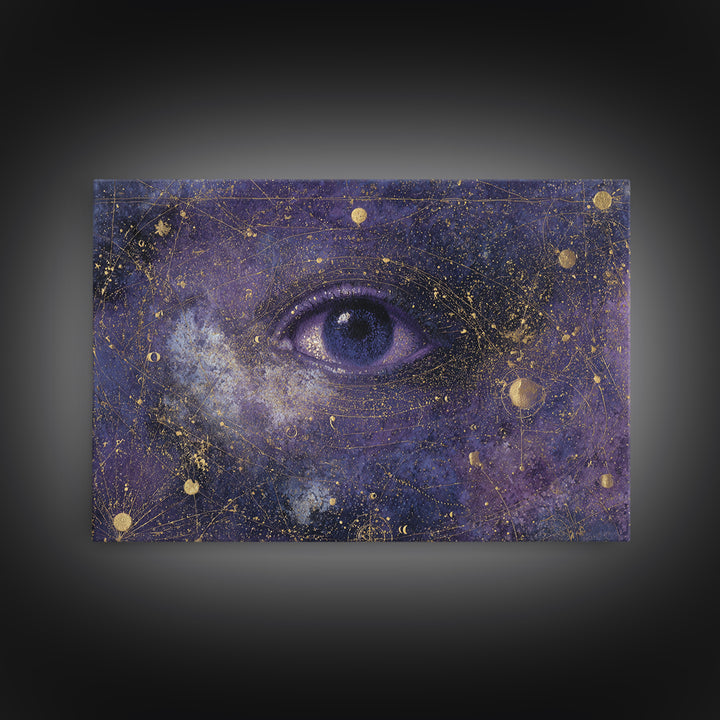 Mystic Eye Surrounded by Moons and Constellations Canvas Print, Celestial Art, Minimalist Art, Living Room Decor, Celestial, CEL-3x2-92